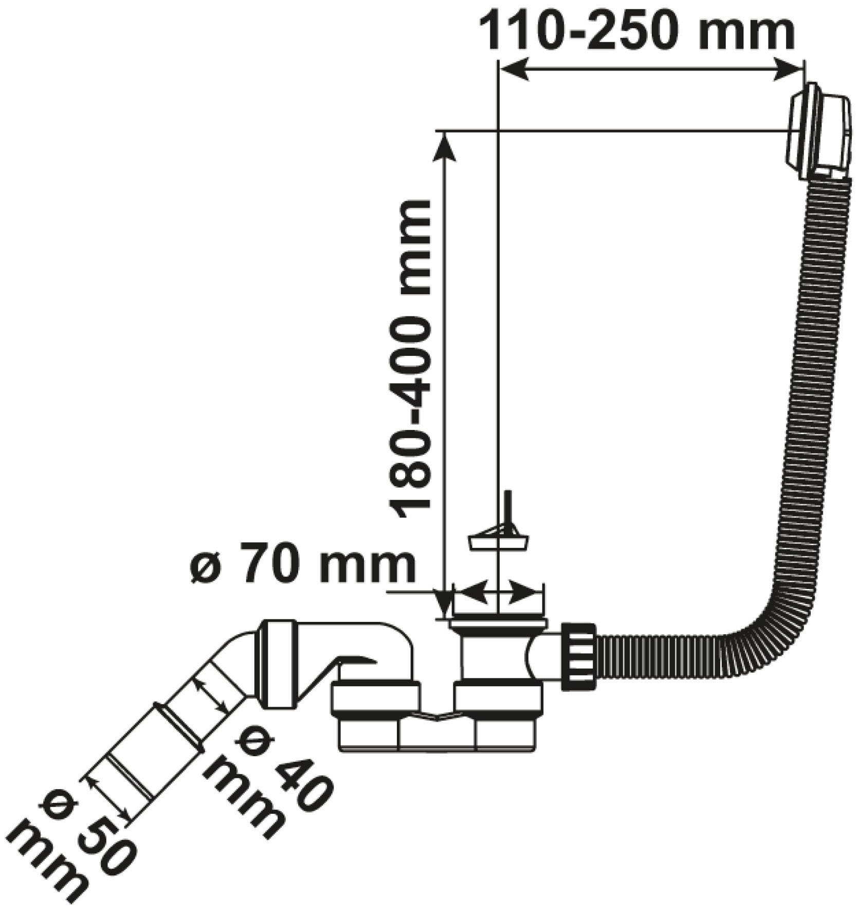 CORNAT Siphon »Wannnen- Ab- und Überlaufgarnitur«, mit Ablauf und Überlaufrosette sowie Geruchverschluss, Edelstahl