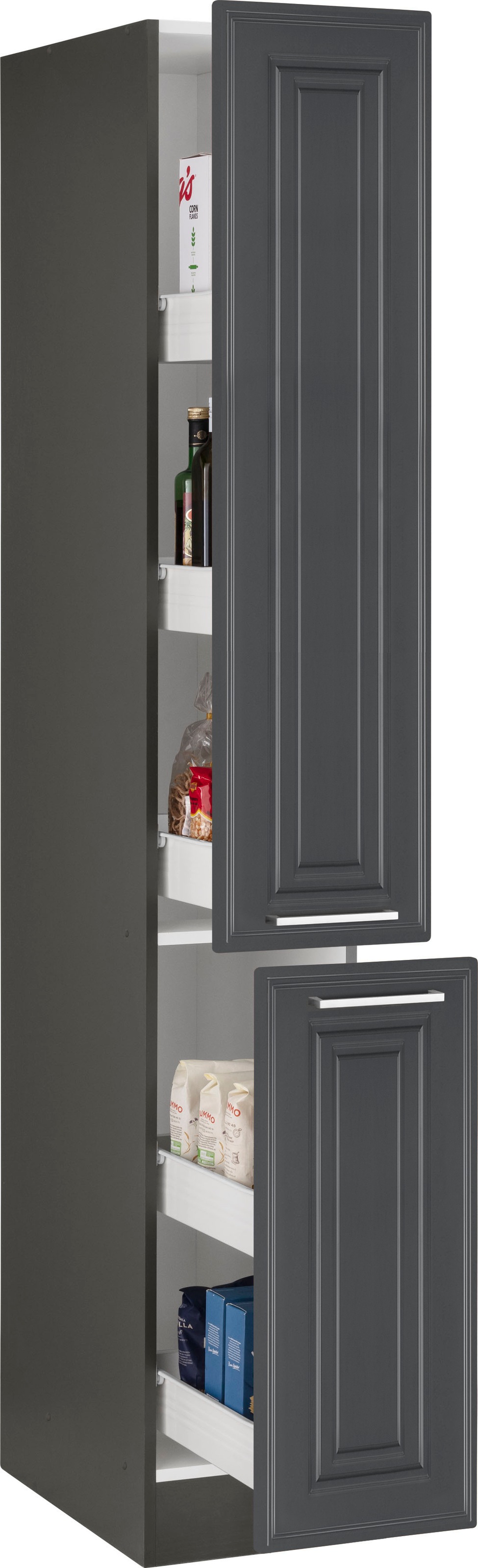 KOCHSTATION Apothekerschrank »KS-Stockholm« hochwertige MDF-Fronten, 200 cm hoch, viel Stauraum