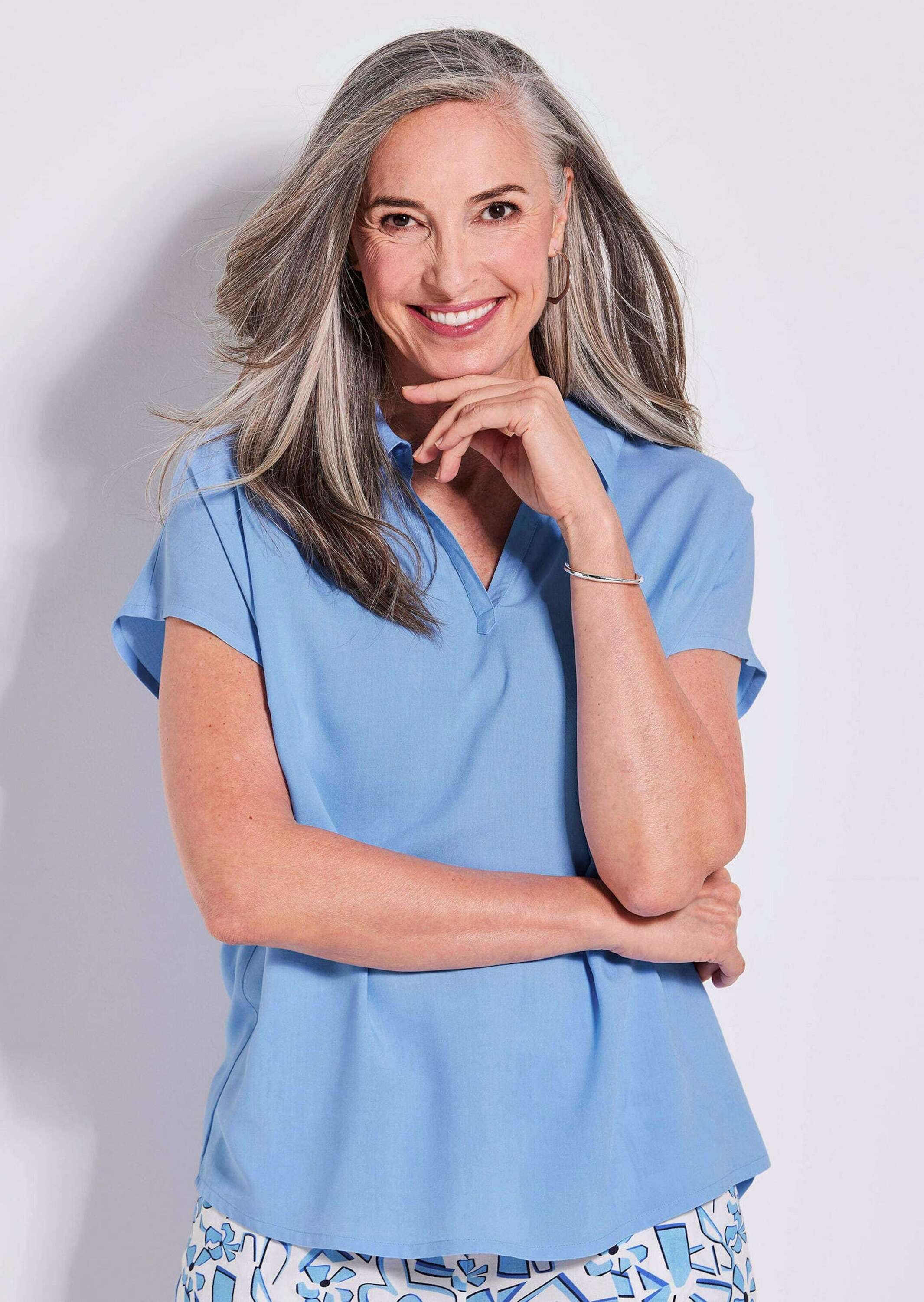 GOLDNER Klassische Bluse »Uni Bluse mit Hemdkragen« superangenhme fliessende Viskose