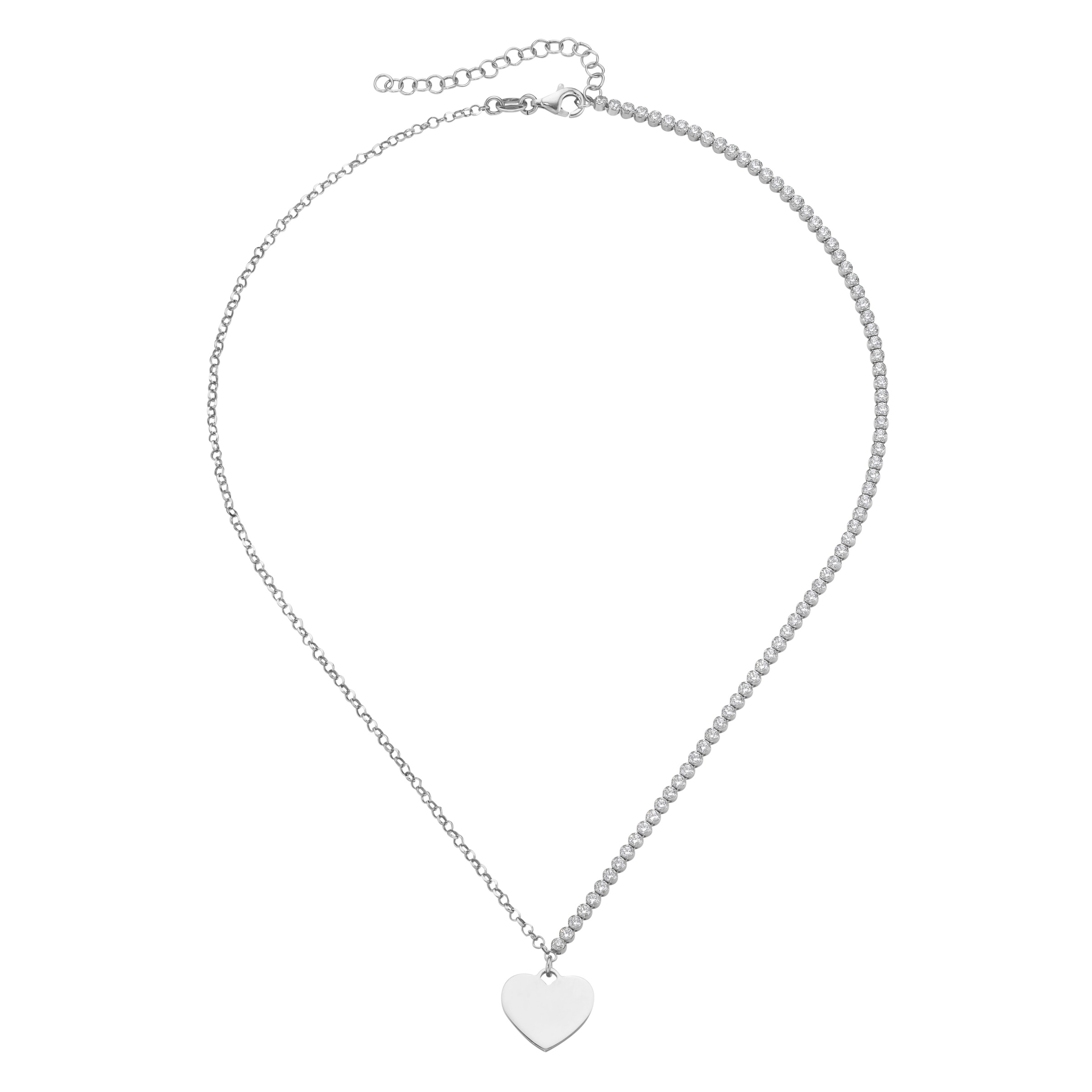 Smart Jewel Collier »Collier mit Zirkonia und Herzanhänger, Silber 925«