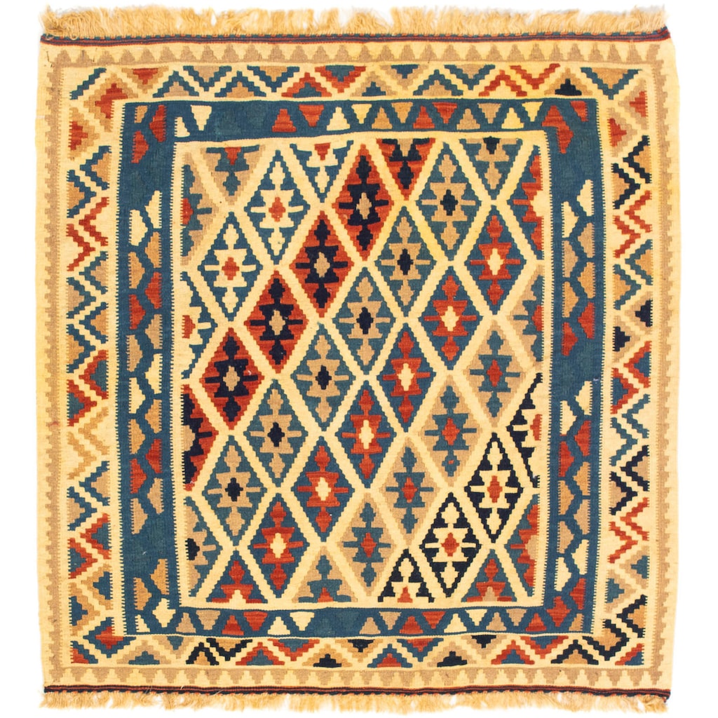 morgenland Wollteppich »Kelim - Oriental quadratisch - 105 x 102 cm - mehrfarbig«, quadratisch