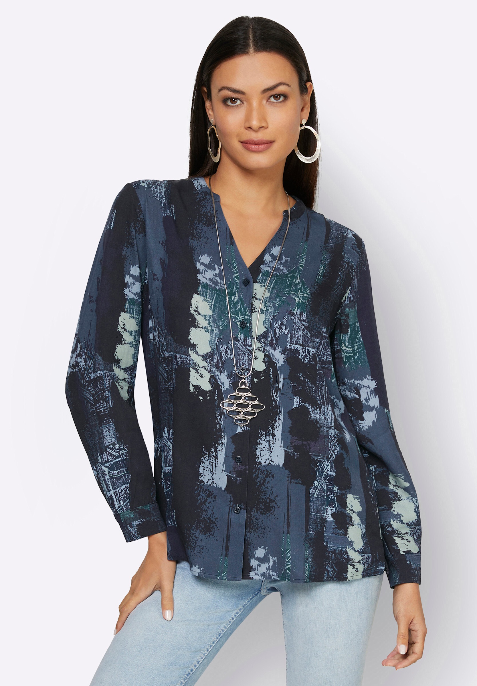 creation L Klassische Bluse »Bluse Langarmbluse aus reiner Viskose, bedruckt«