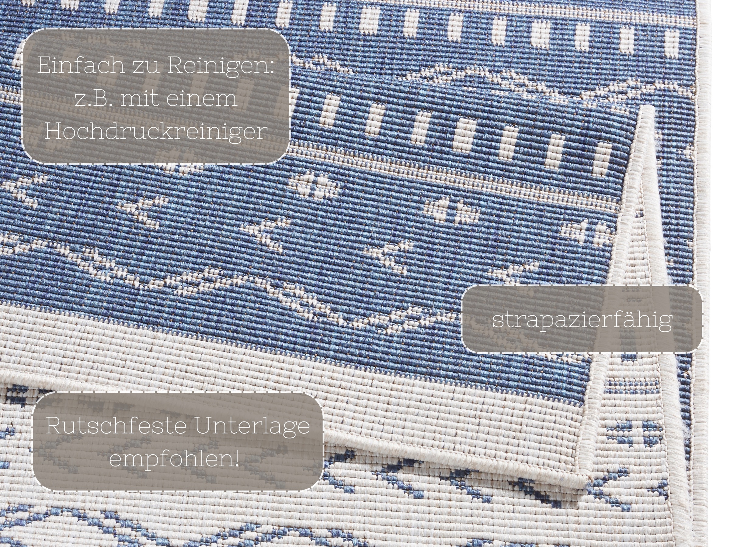 NORTHRUGS Teppich »Kuba Wendeteppich«, rechteckig, 5 mm Höhe, In-& Outdoor, Wetterfest, Balkon, Läufer, Wohnzimmer, Wasserfest