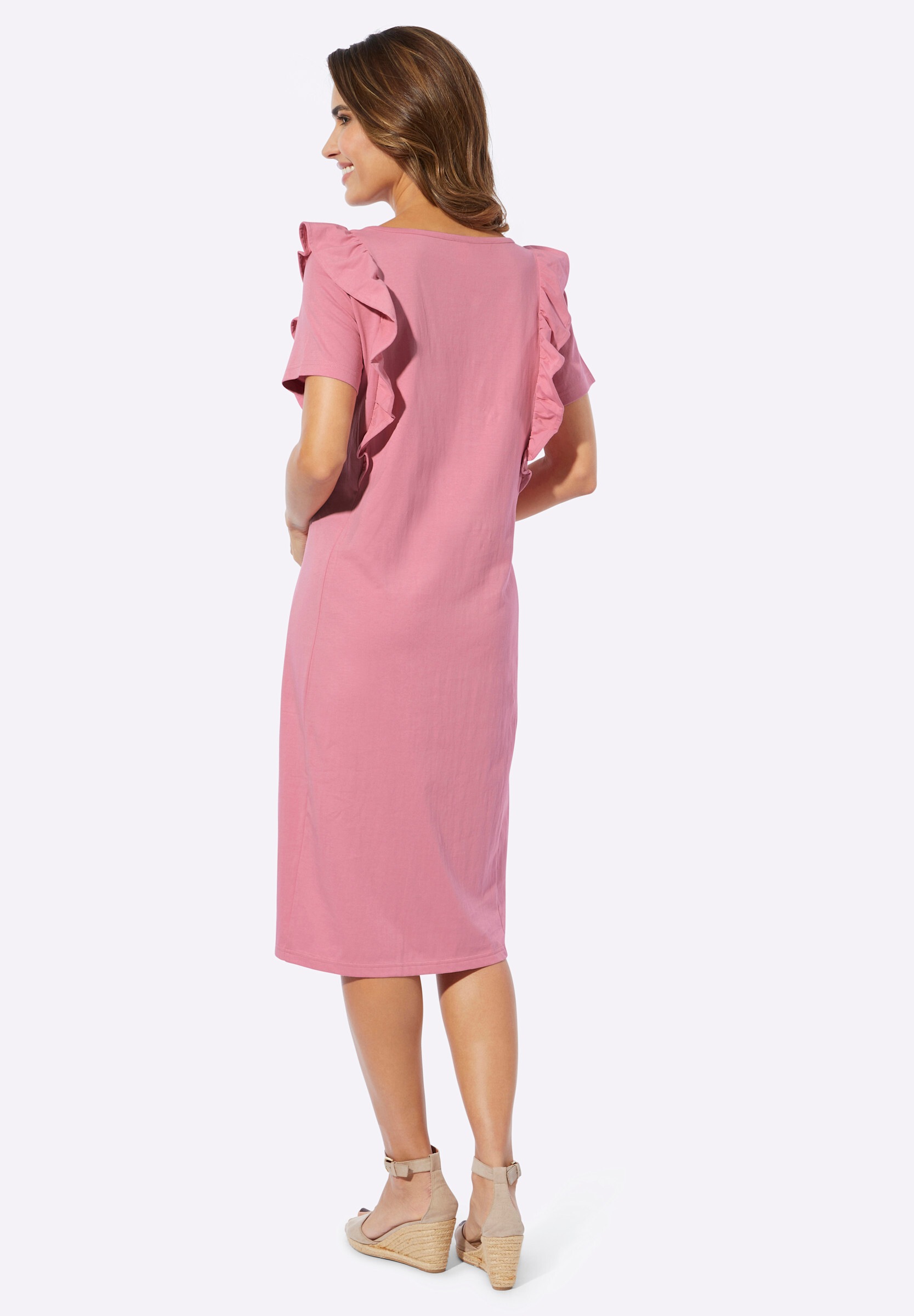 Sieh an! Shirtkleid »Jersey-Kleid Jerseykleid mit Volants« Ohne Taschen
