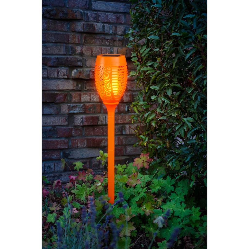 BONETTI LED Gartenfackel »Solar Fackel«, LED-Modul, 3 St., LED Solar Gartenfackel orange mit realer Flamme 3er Set