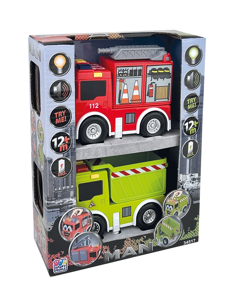 Happy People Spielzeug-Auto »MAN KIDS Feuerwehr 2er Set« mit Licht und Sound
