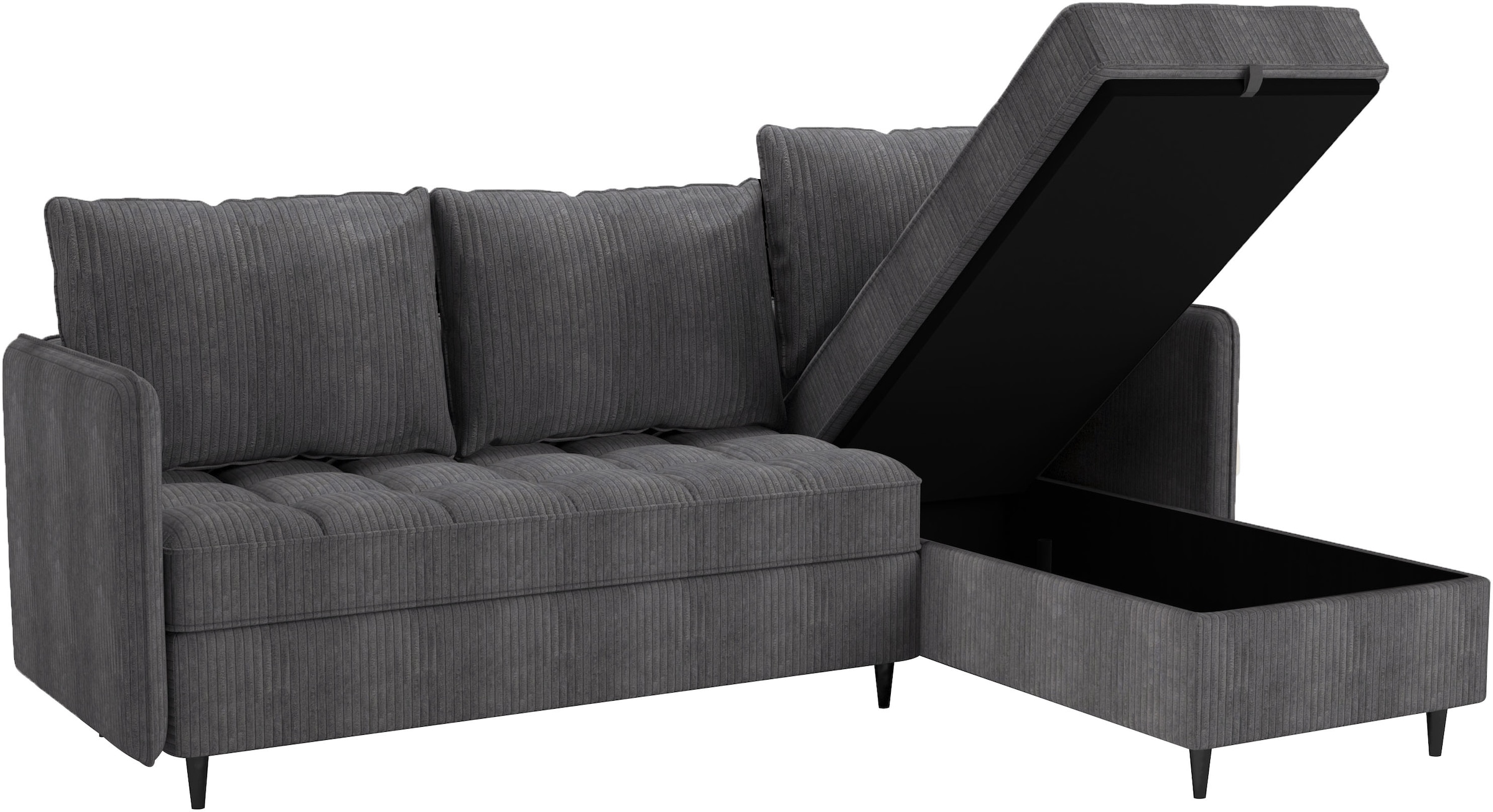 Dorel Home Ecksofa »LINDHUS, L-Form, verschiedene Stellvarianten, Modulsofa« Recamiere, Stauraum, Cord und Chenille-Bezug