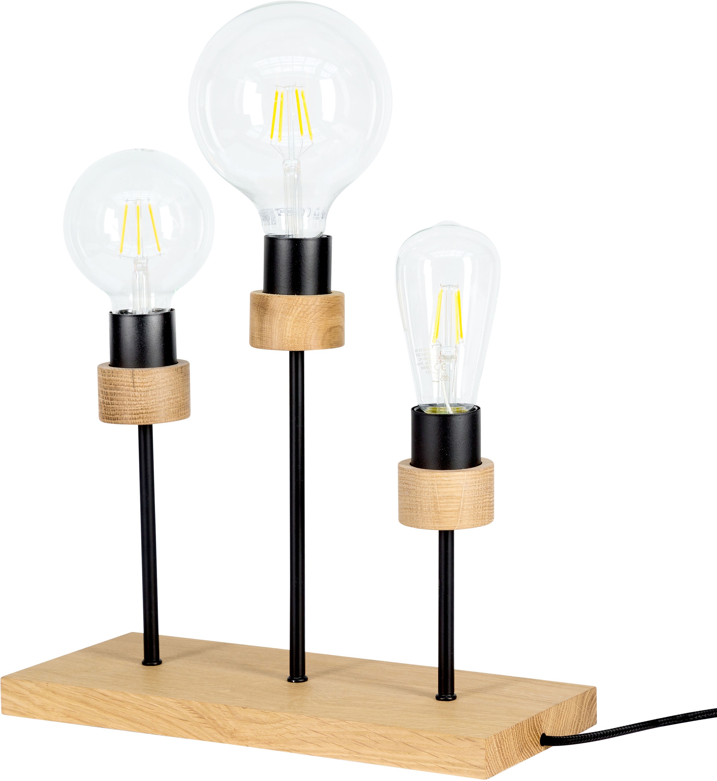BRITOP LIGHTING Tischleuchte »CHANDELLE«, 3 flammig, Leuchtmittel E27 | Leuchtmittel wechselbar-ohne Leuchtmittel, Naturprodukt aus Eichenholz, Nachhaltig mit FSC®-Zertifikat