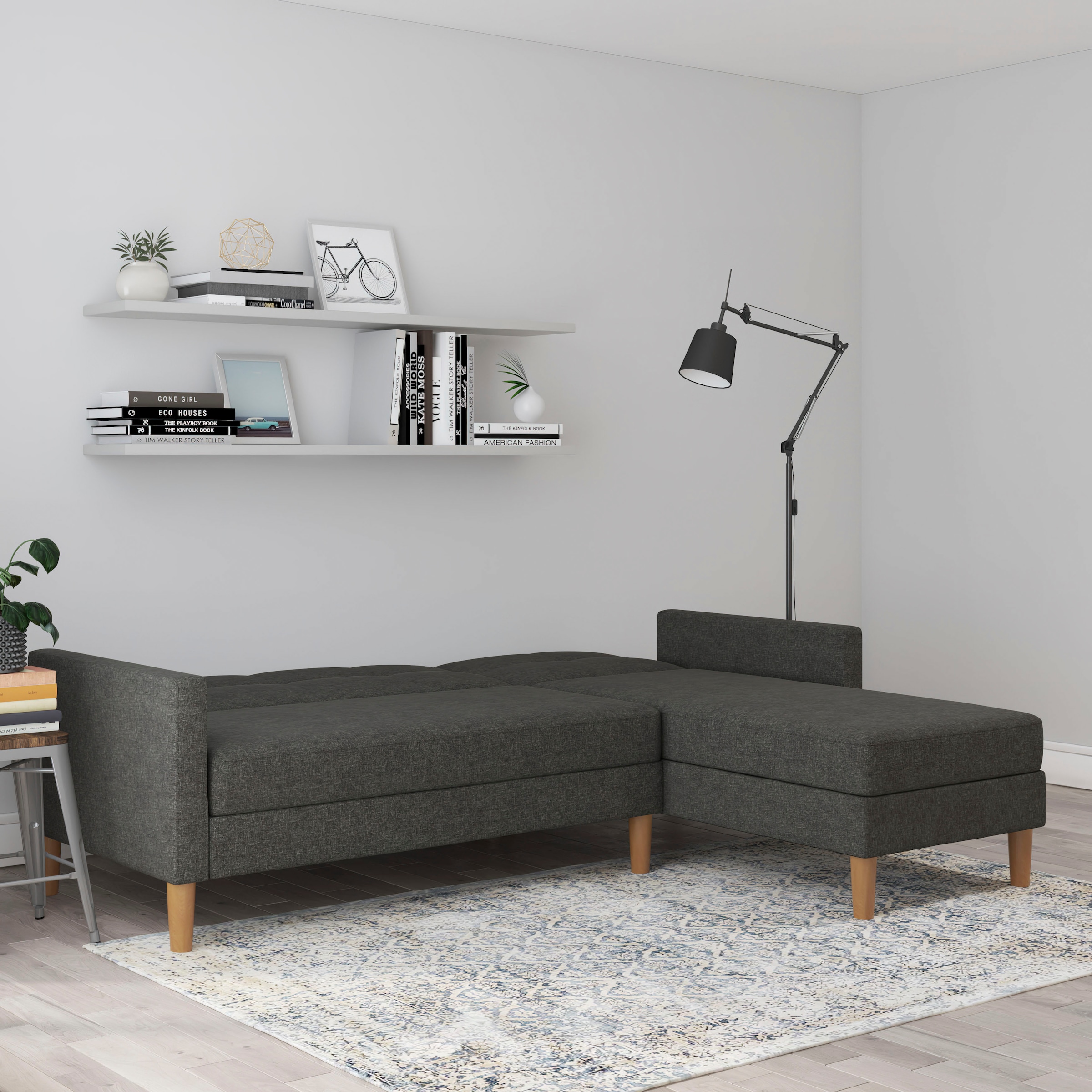 Dorel Home Ecksofa »Lilly, L-Form,«, mit Bett-Funktion, Recamiere beidseitig montierbar, Sitzhöhe 43 cm