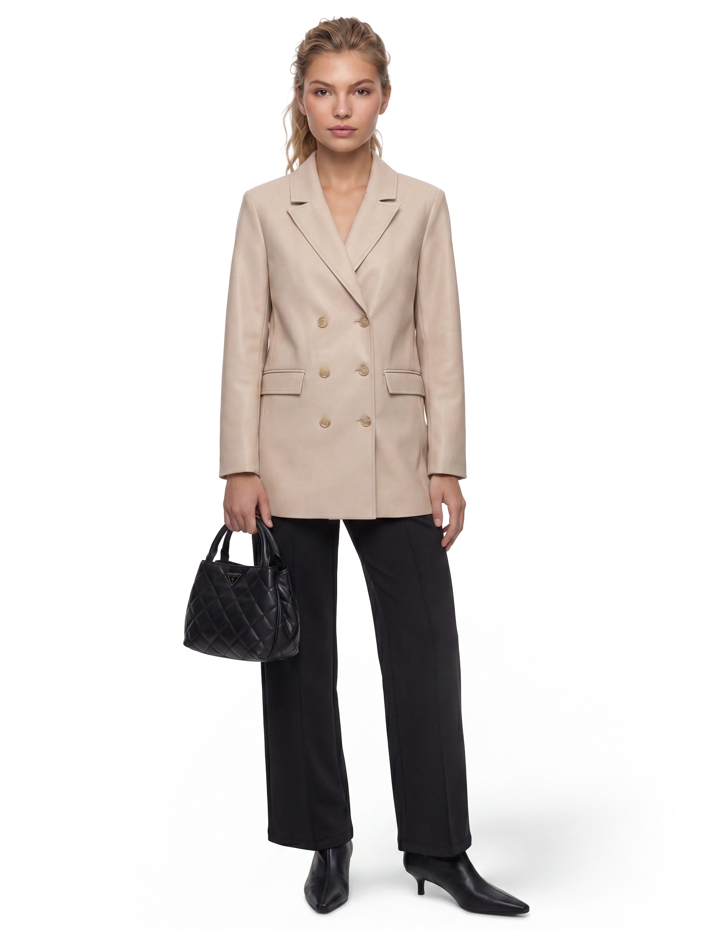 Guess Schultertasche »JULIET MINI SATCHEL« Damen Henkeltasche, Umhängetasche mit edlem Dreieckslogo