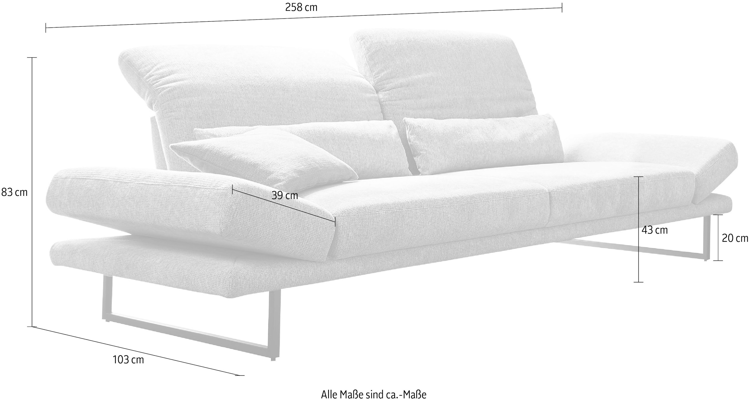3C Candy 3-Sitzer »Mallow«, Kopfteil, Verstellbare kaufen Sitztiefenverstellung bei manuelle und Armlehne OTTO