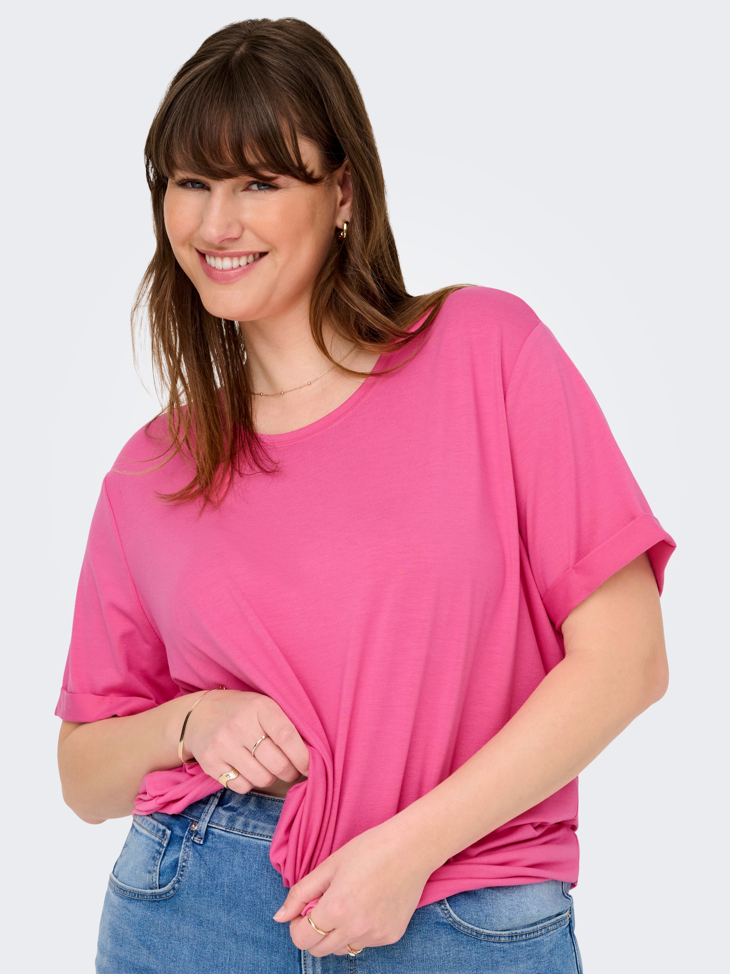 ONLY CARMAKOMA Kurzarmshirt »CARMOSTER S/S FOLD UP TOP JRS NOOS«