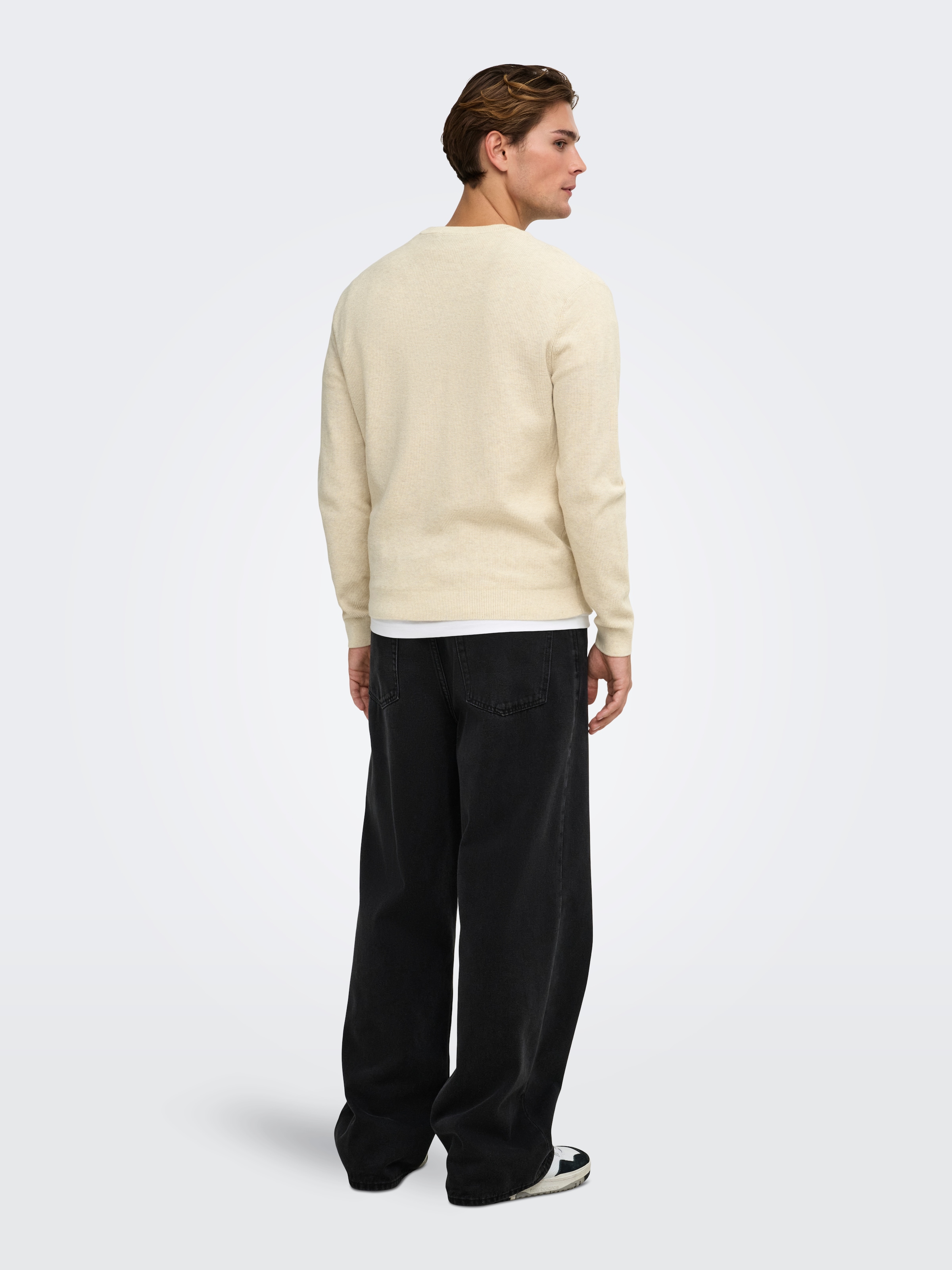 ONLY & SONS Strickpullover »ONSJOEY RLX MELANGE LS WAFFLE KNIT NOOS« Baumwolle, relaxed fit