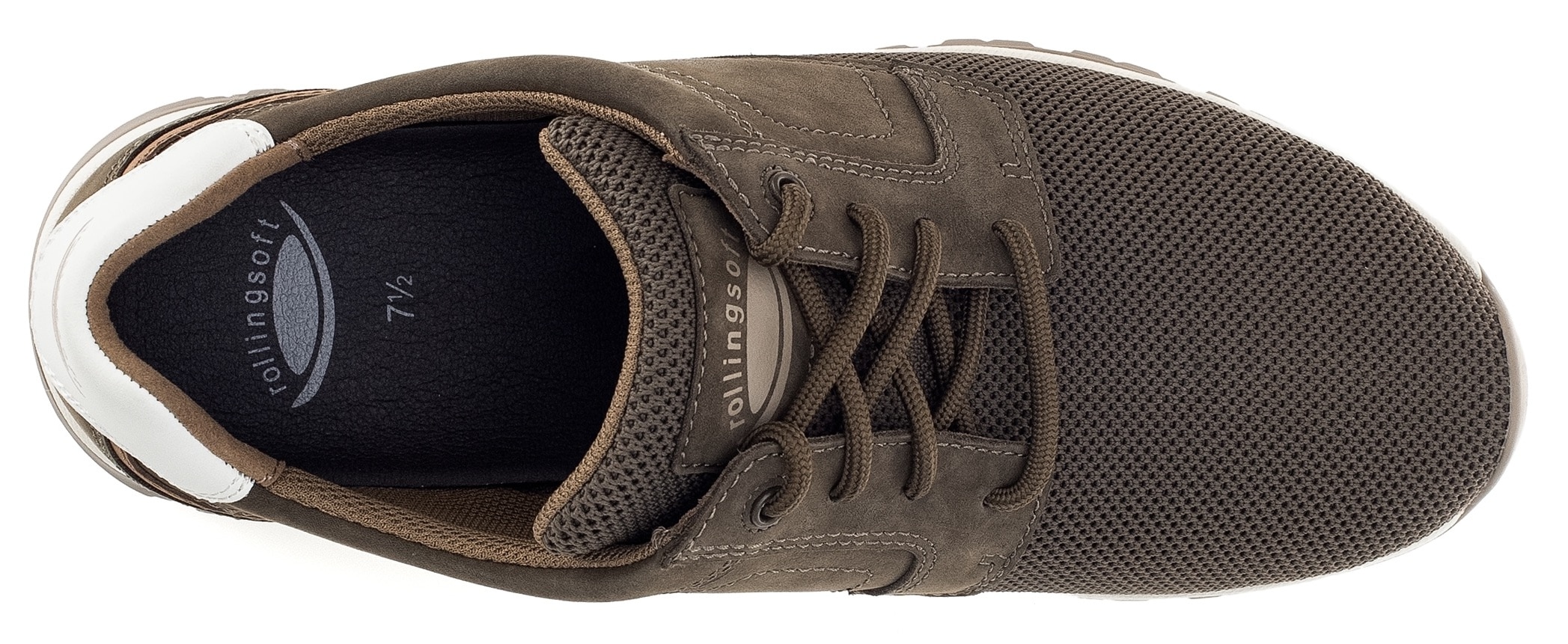Gabor Rollingsoft Keilsneaker, Freizeitschuh, Halbschuh, Schnürschuh mit Ziernähten, G-Weite
