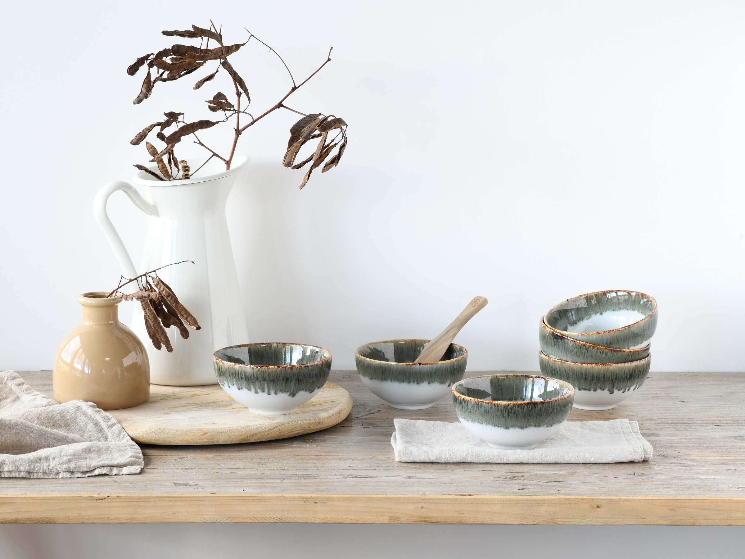 CreaTable Dipschale »Cascade, Schale 6-tlg« 6 Stk. aus Steinzeug Rekativglasur, Healthy Food