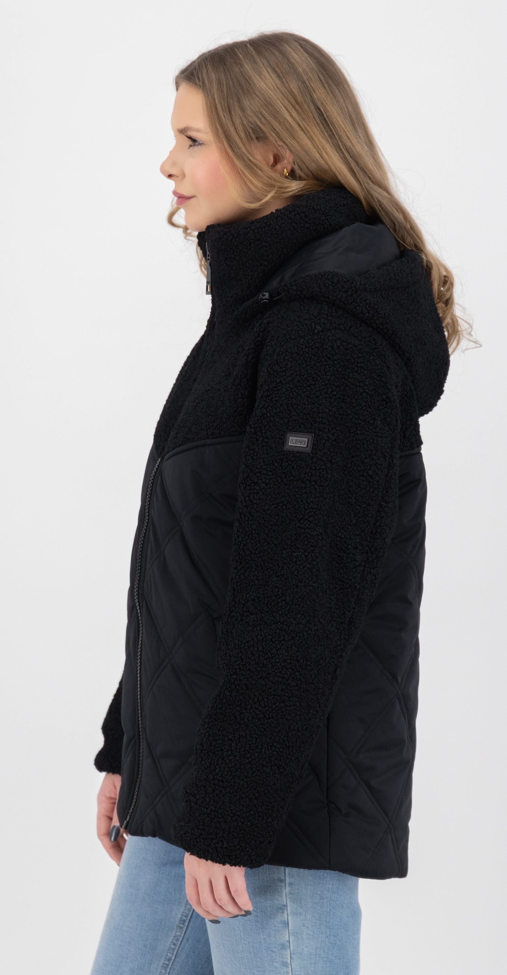LPO Steppjacke »XAVIA WMN«, hochgeschlossener Kragen mit Sherpa-Fleece