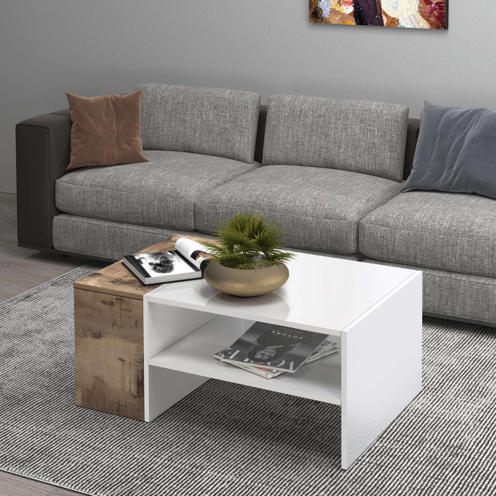 INOSIGN Couchtisch »Coro, Couchtisch, Couchtisch mit seitlichem Stauraum,Sofatisch«, Länge 90 cm, mit zwei Ablagefächern davon eines geschlossen