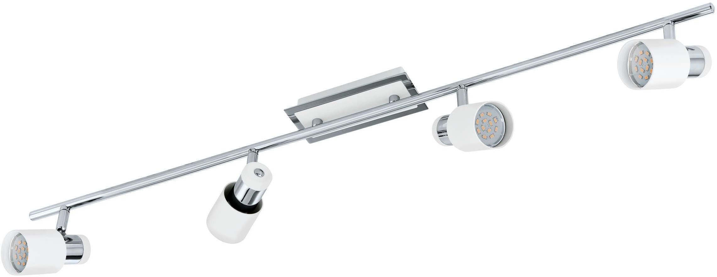 EGLO Deckenleuchte »Davida Deckenlampe, Deckenspot aus Metall, Wohnzimmerlampe, GU10« GU10 1 Stk. Spot - L78 x B7 cm - chrom, weiß - 4X4,6W inkl.