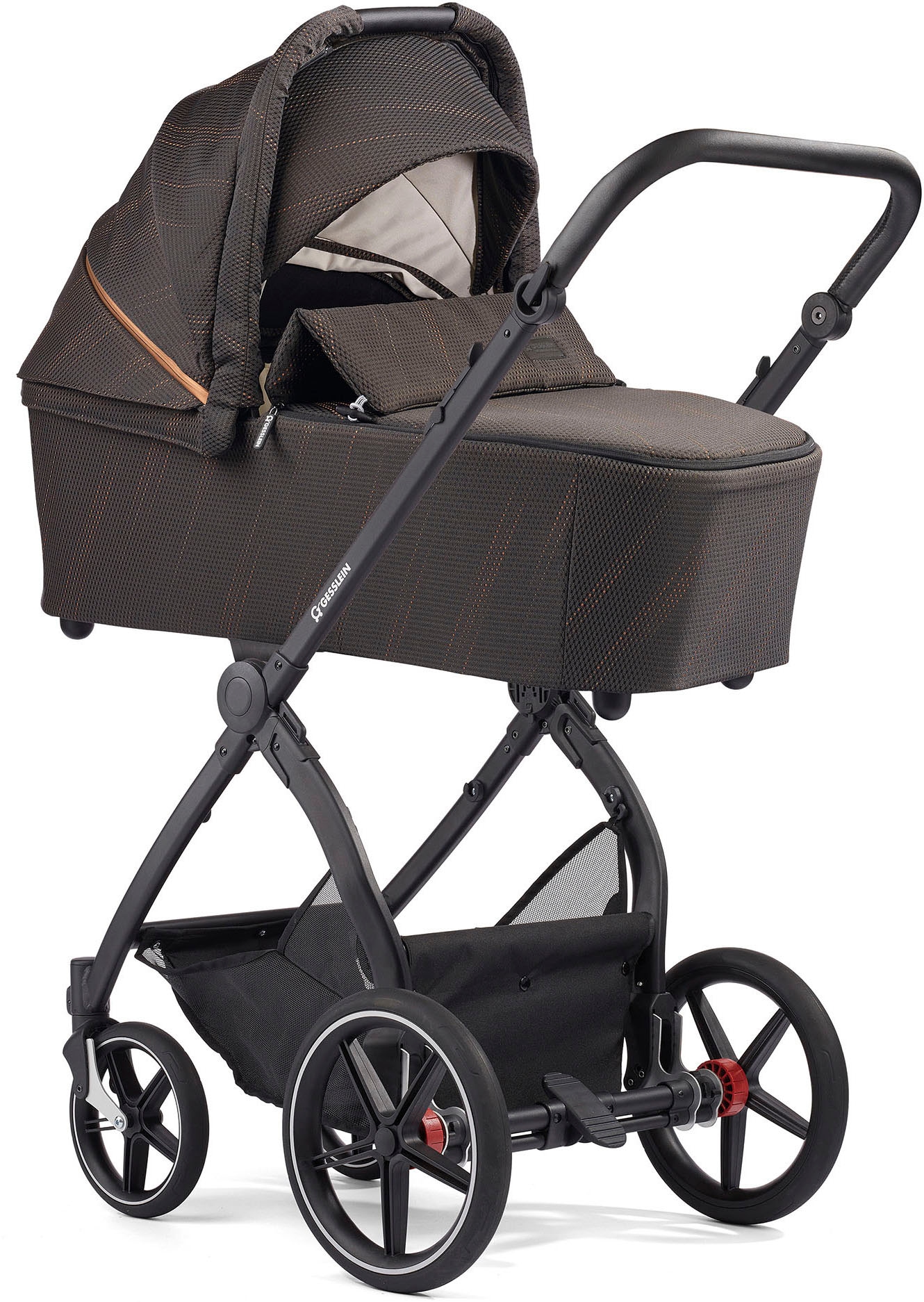 Gesslein Kombi-Kinderwagen »FX4 Soft+ mit Aufsatz Swing schwarz, schwarz/kupfer«, mit Babywanne C3 und Babyschalenadapter