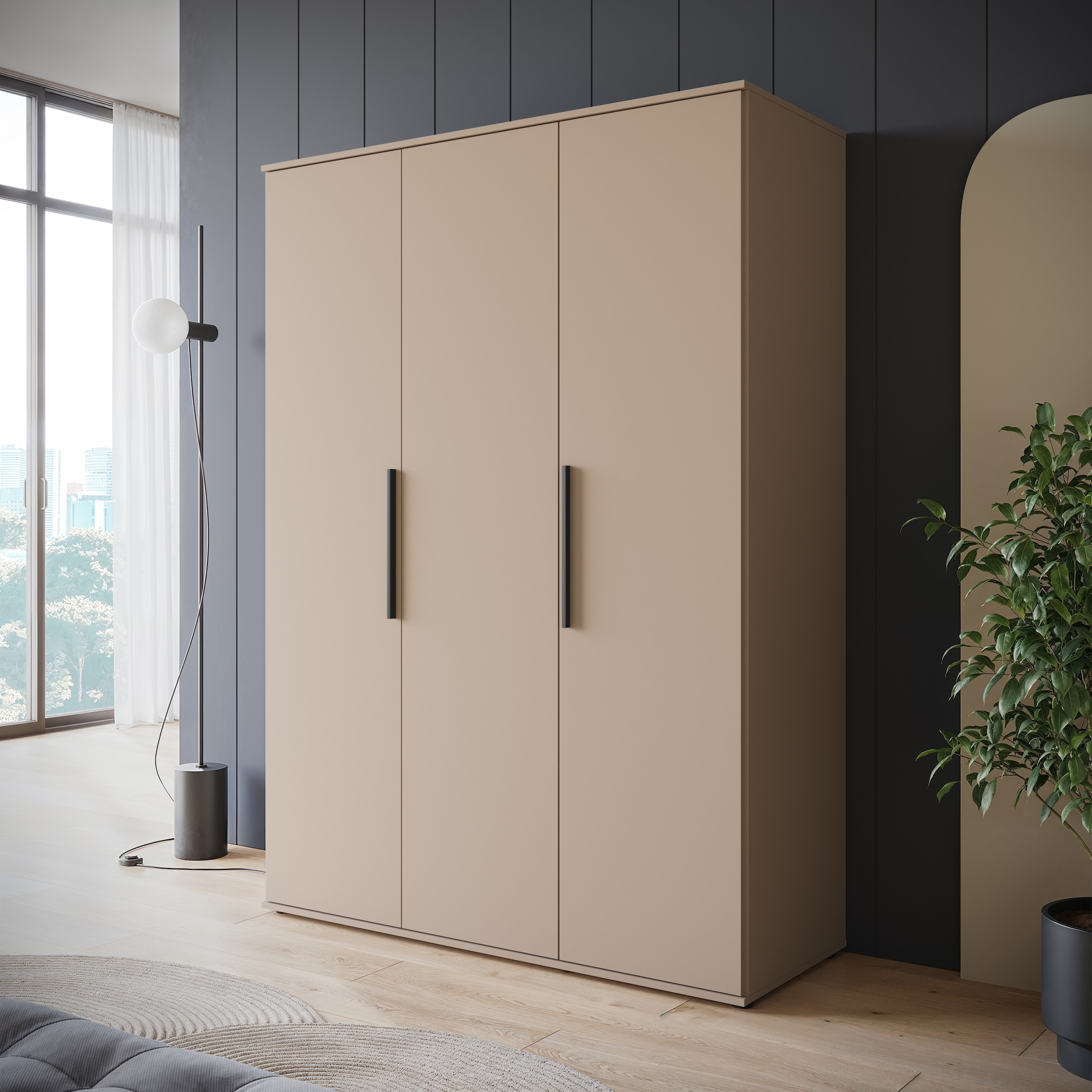 INOSIGN Kleiderschrank »LAGOS Wäscheschrank, Garderobe, schwarze Griffe, Made in Europe«, Moderner Drehtürenschrank, FSC-zertifiziert, Schlafzimmerschrank