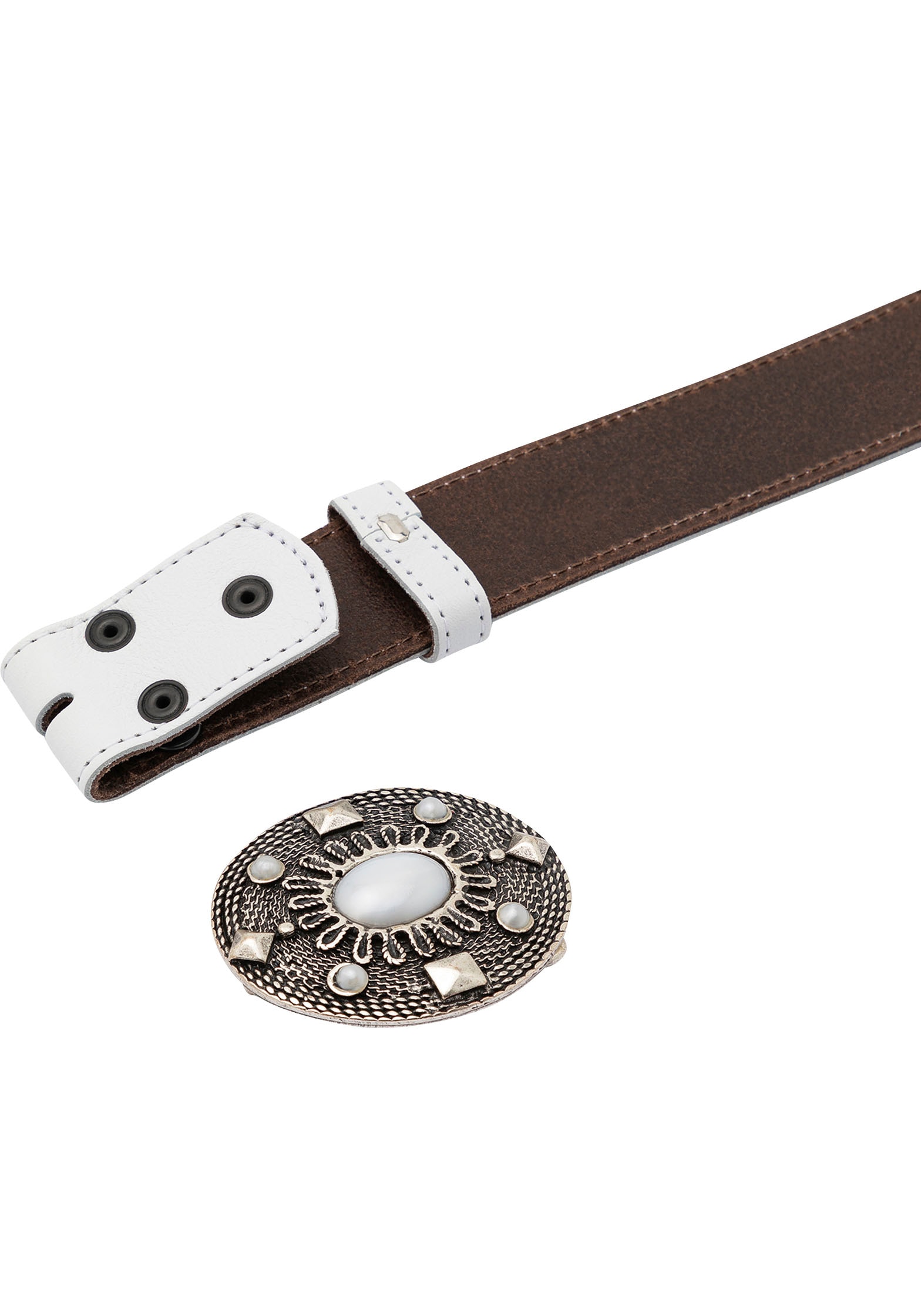 RETTUNGSRING by showroom 019° Ledergürtel, mit austauschbarer Schließe »Welle Oval Mit Strass Weiß«´´