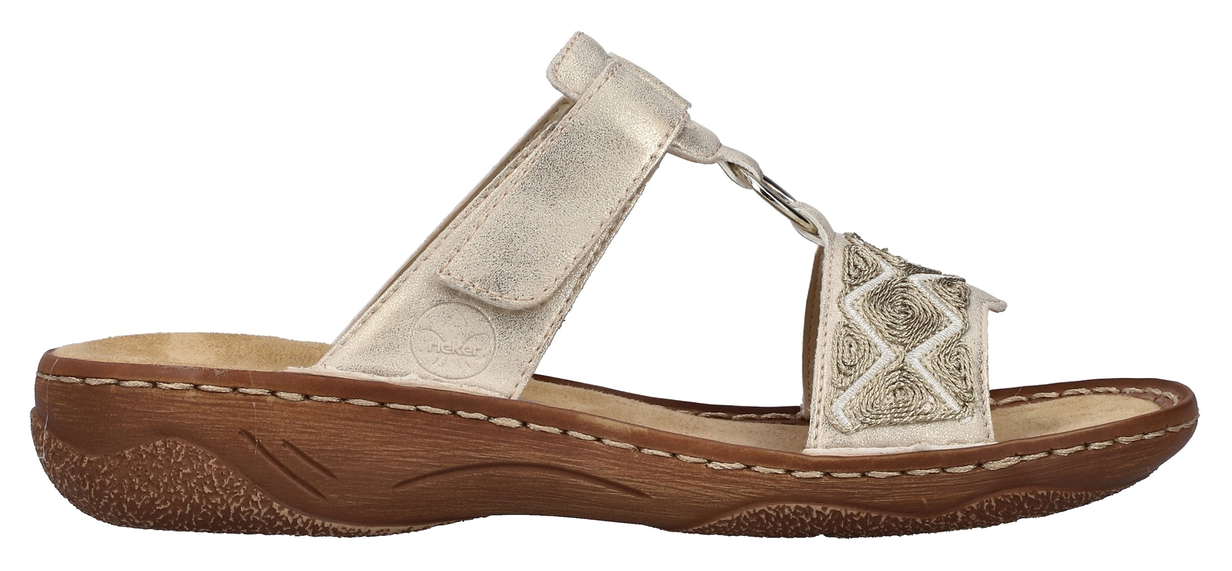 Rieker Pantolette, Sommerschuh, Strandschuh, Schlappen, Urlaubschuh mit Klettverschluss