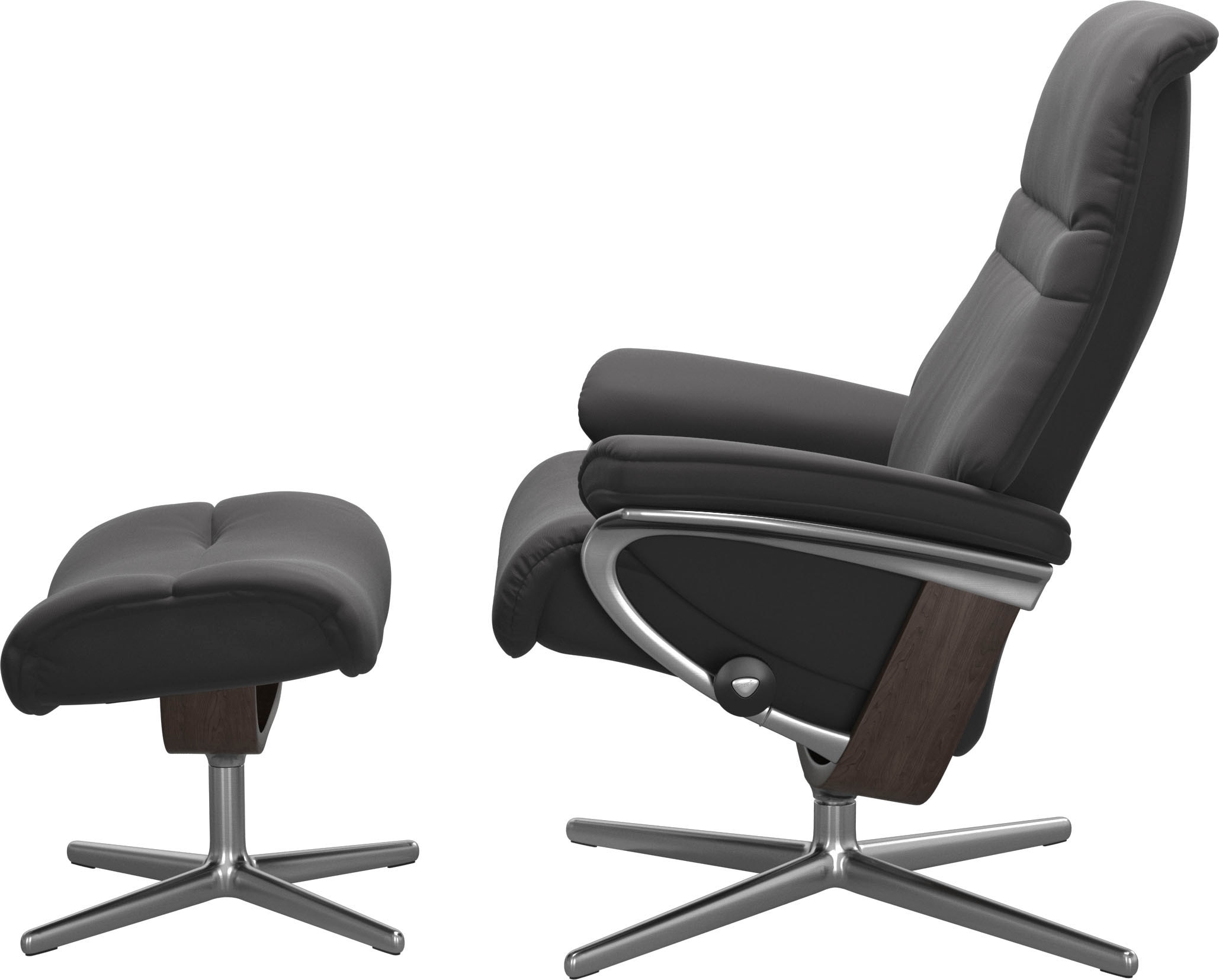 Stressless® Relaxsessel »Sunrise«, (Set, Relaxsessel mit Hocker), mit Hocker, mit Cross Base, Größe S, M & L, Holzakzent Wenge