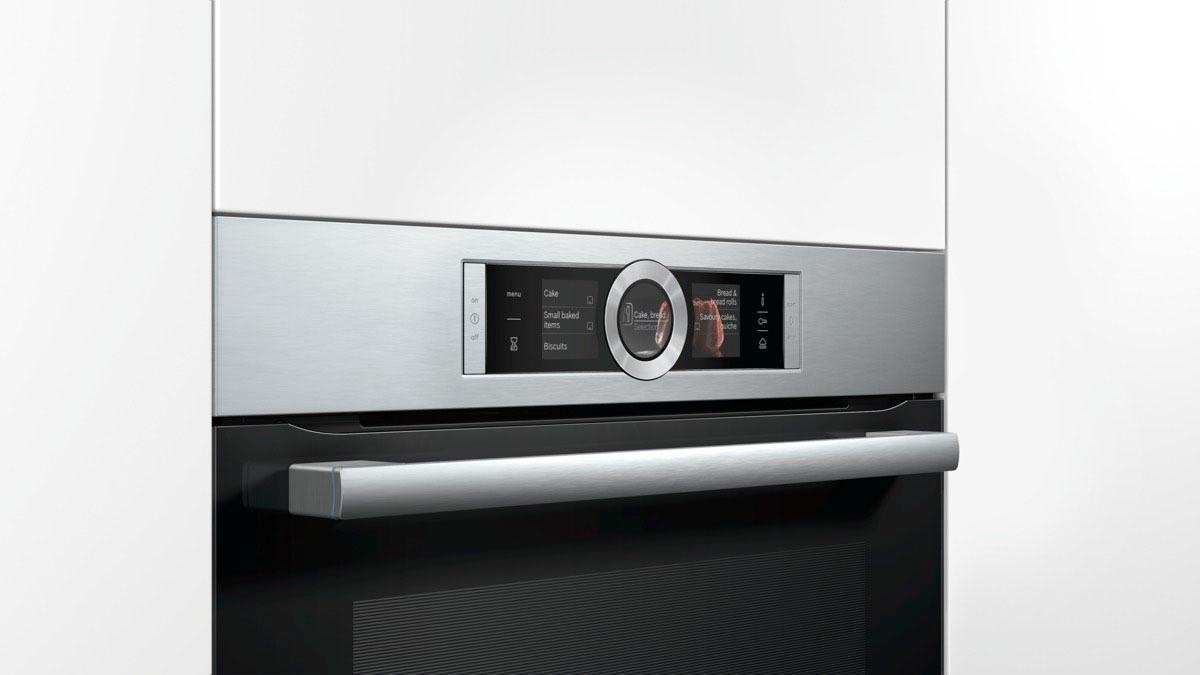 BOSCH Dampfbackofen »HSG636B«, Serie 8, mit Teleskopauszug nachrüstbar, ecoClean Direct, 4D-Heißluft-Eco-Ober-/Unterhitze Eco-Umluft-Infra-Grill-Großflächengrill-Kleinflächengrill-Pizzastufe-Sanftgaren-Vorwärmen-Warmhalten, mit Auftaufunktion