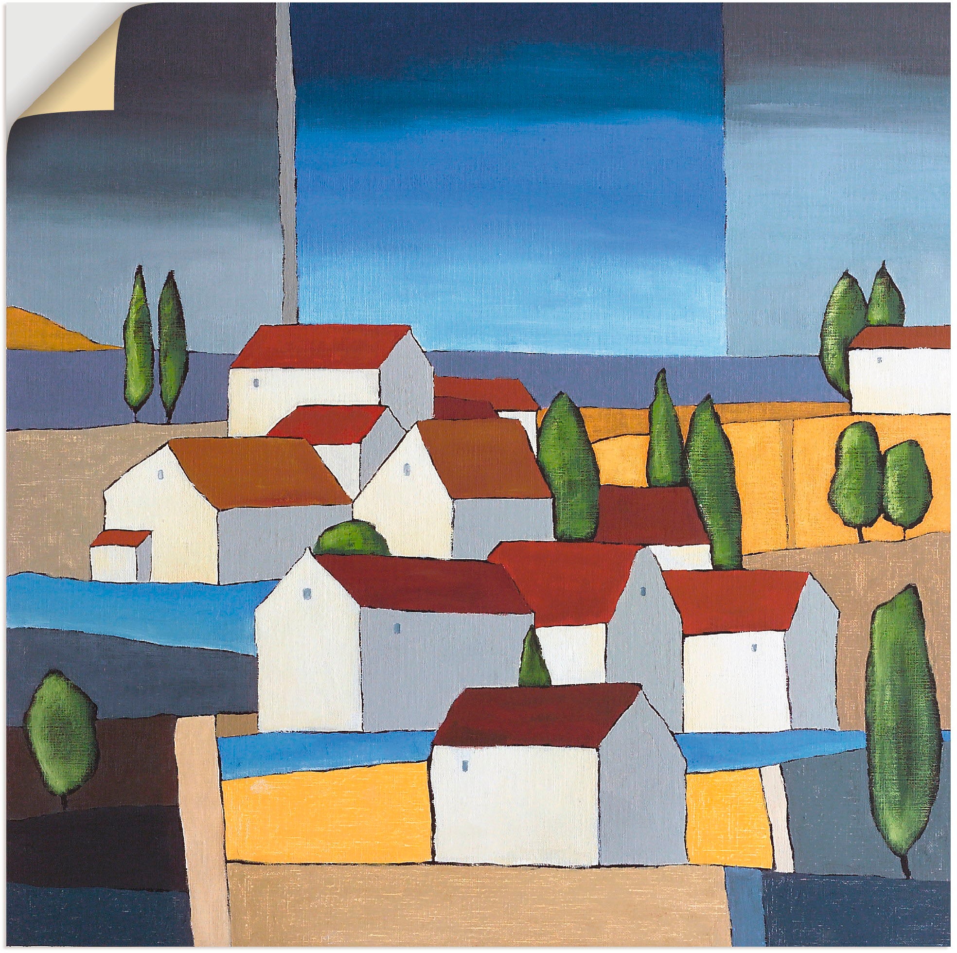 Artland Wandbild »Dorf in der Nähe vom Meer II«, Gebäude, (1 St.), in vielen Größen & Produktarten -Leinwandbild, Poster, Wandaufkleber / Wandtattoo auch für Badezimmer geeignet