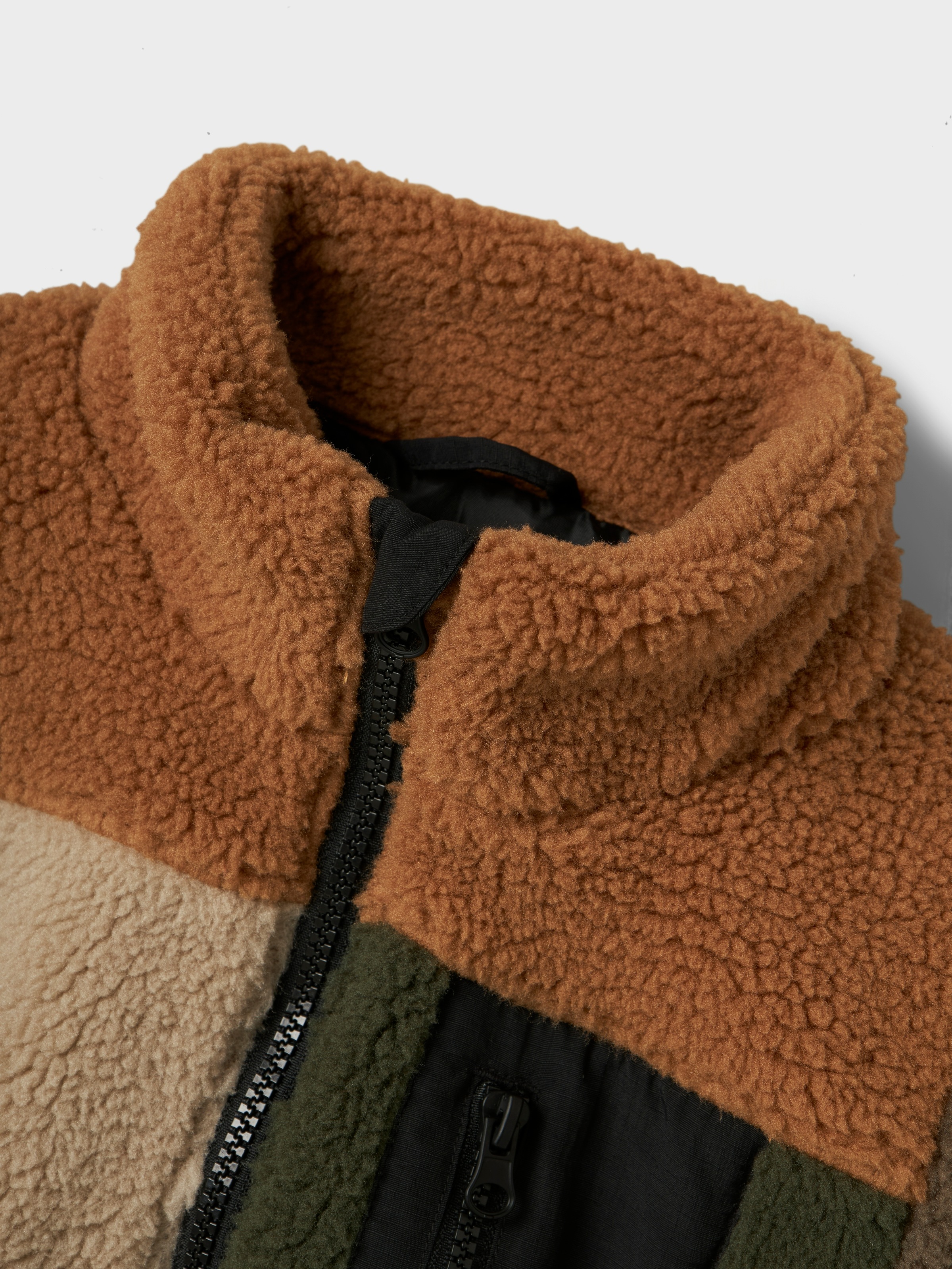Name It Fleecejacke »NMMMONICO TEDDY JACKET BLOCK«, ohne Kapuze
