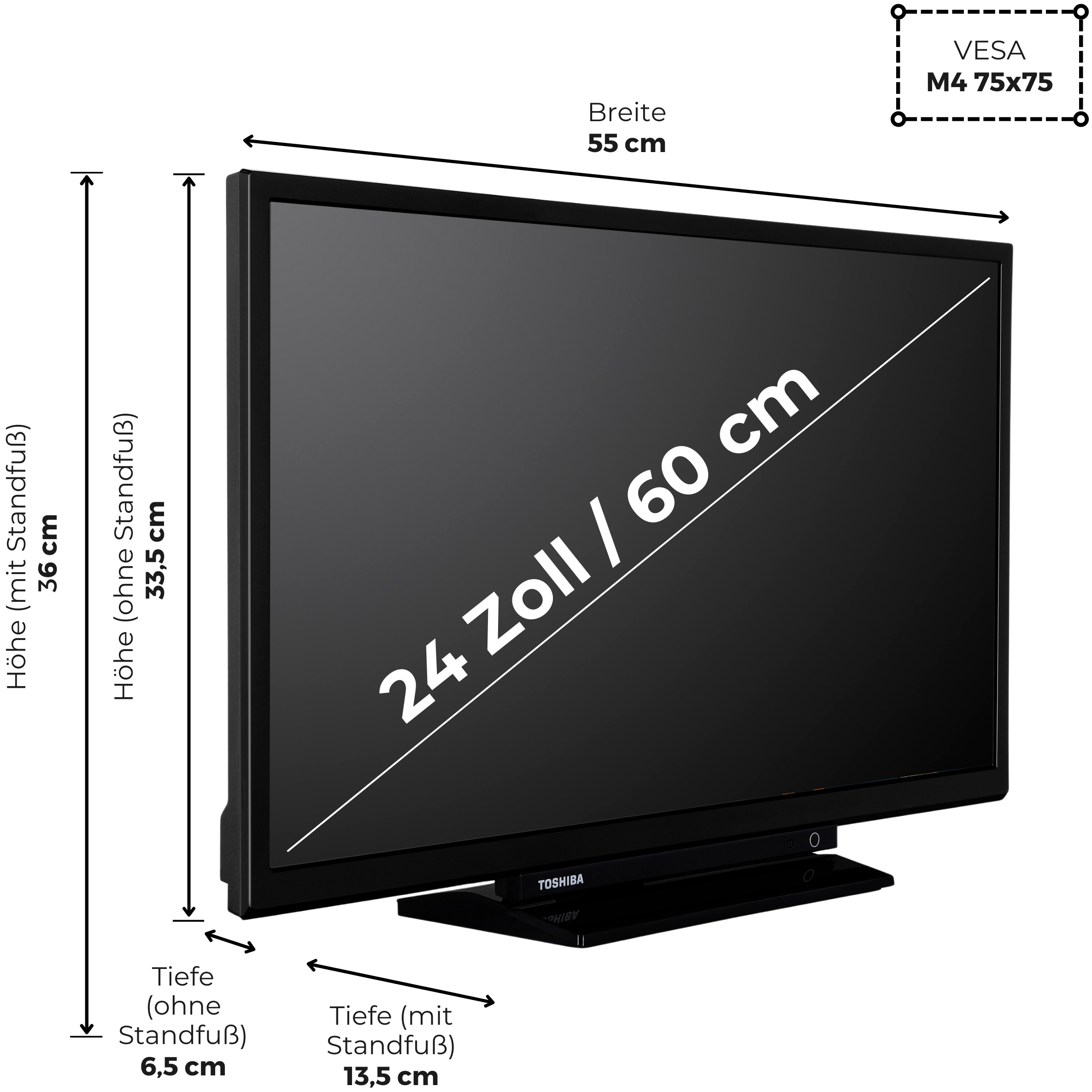 Toshiba LED-Fernseher »24WF3F63DAR« 60 cm/24 ″ HD ready Smart-TV