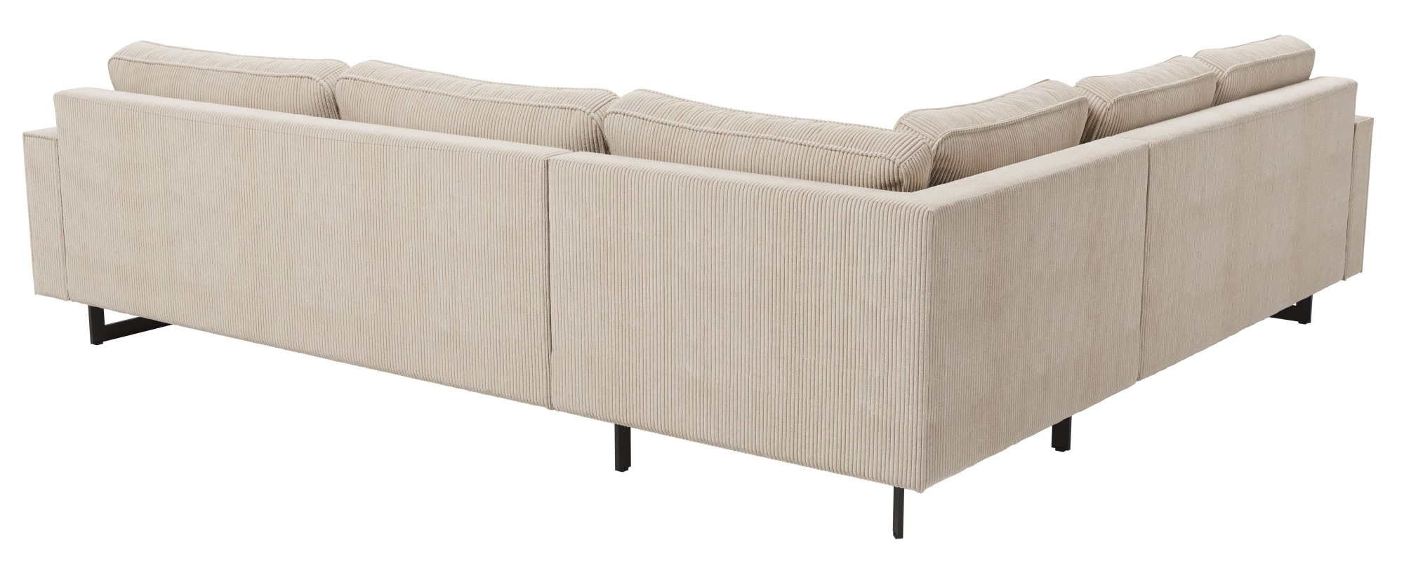 Places of Style Ecksofa »Pinto, XXL, 250/290 cm, langer Schenkel, Ottomane«, Cord, Chenille, Lederoptik, mit Keder, Metallfüße, Wellenunterfederung