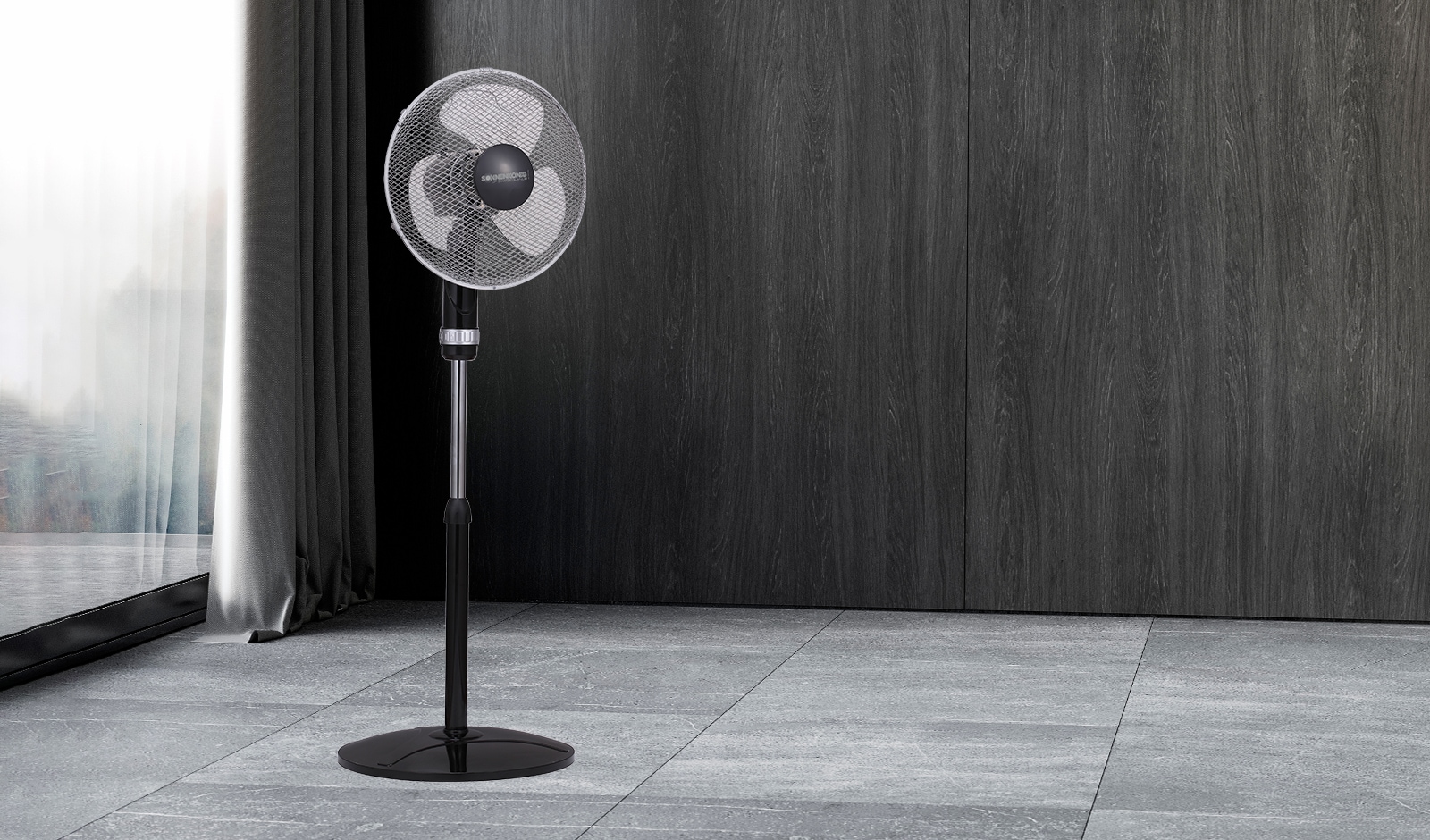 Sonnenkönig Standventilator »Black 16, Leistung 50W, schwenkbar, laufruhig, höhenverstellbar,« hohe Effizienz, modernes Design, 3 Geschwindigkeiten