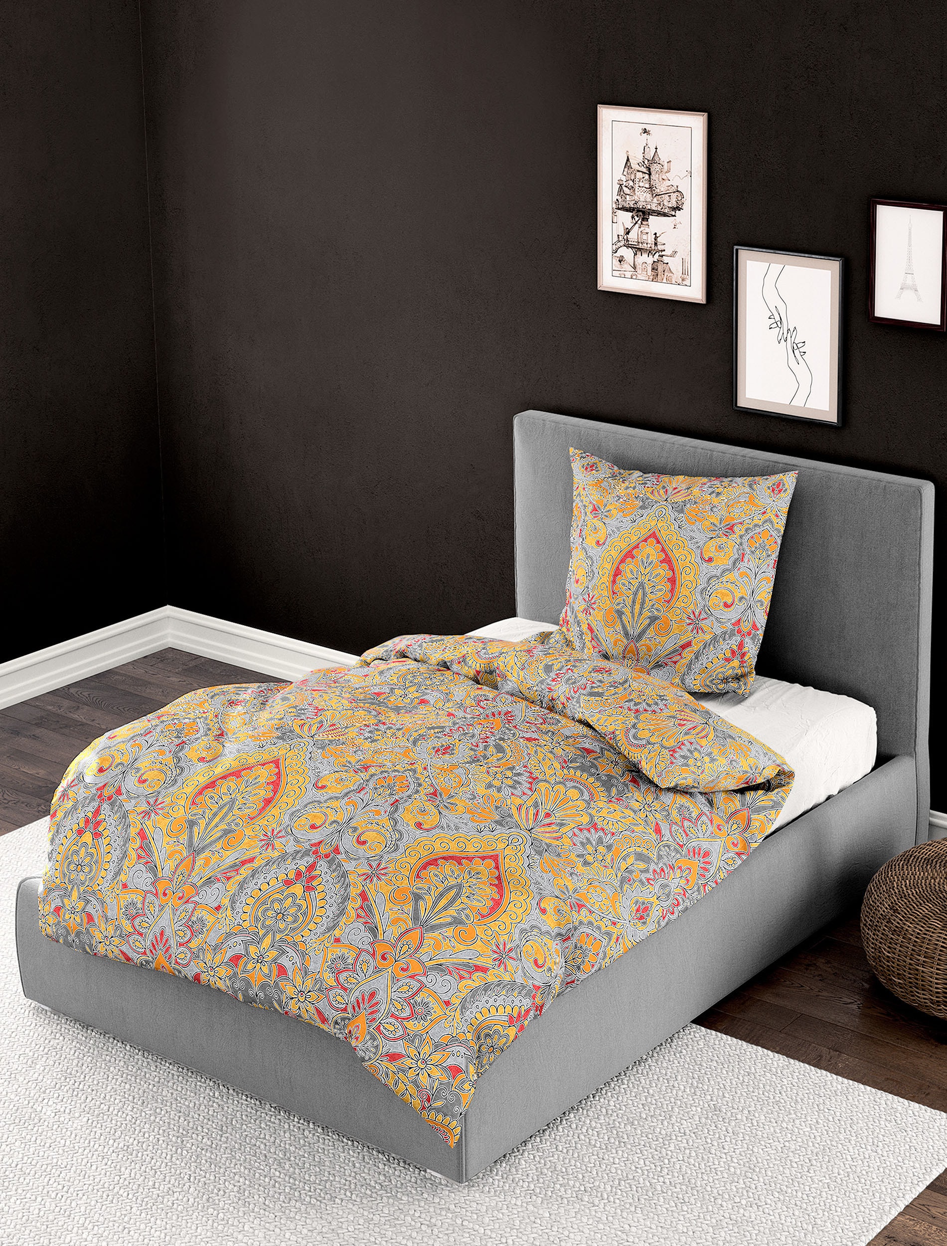 BIERBAUM Bettwäsche »Lotte«, Mako-Satin, 100 % Baumwolle, mit Ornamenten, pflegeleicht
