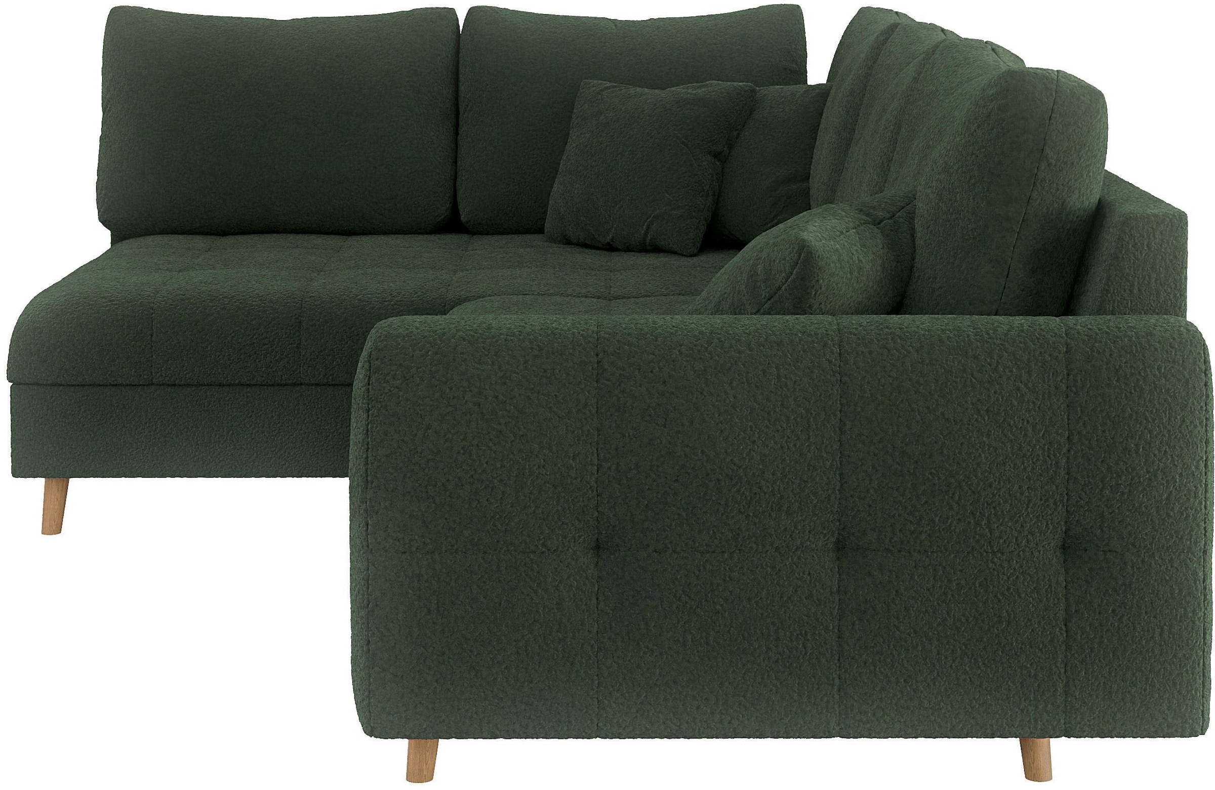 Home affaire Ecksofa »CHARRE L-Form mit Ottomane, Maße B/T/H: 231/161/81 cm«, feine Steppung, lose Rücken- und Zierkissen, auch in Cord und Bouclé