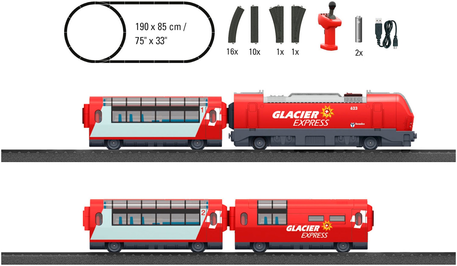 Märklin Spielzeugeisenbahn-Set »Märklin my world - Startpackung Glacier Express - 29348«, (Set, 33 tlg.)