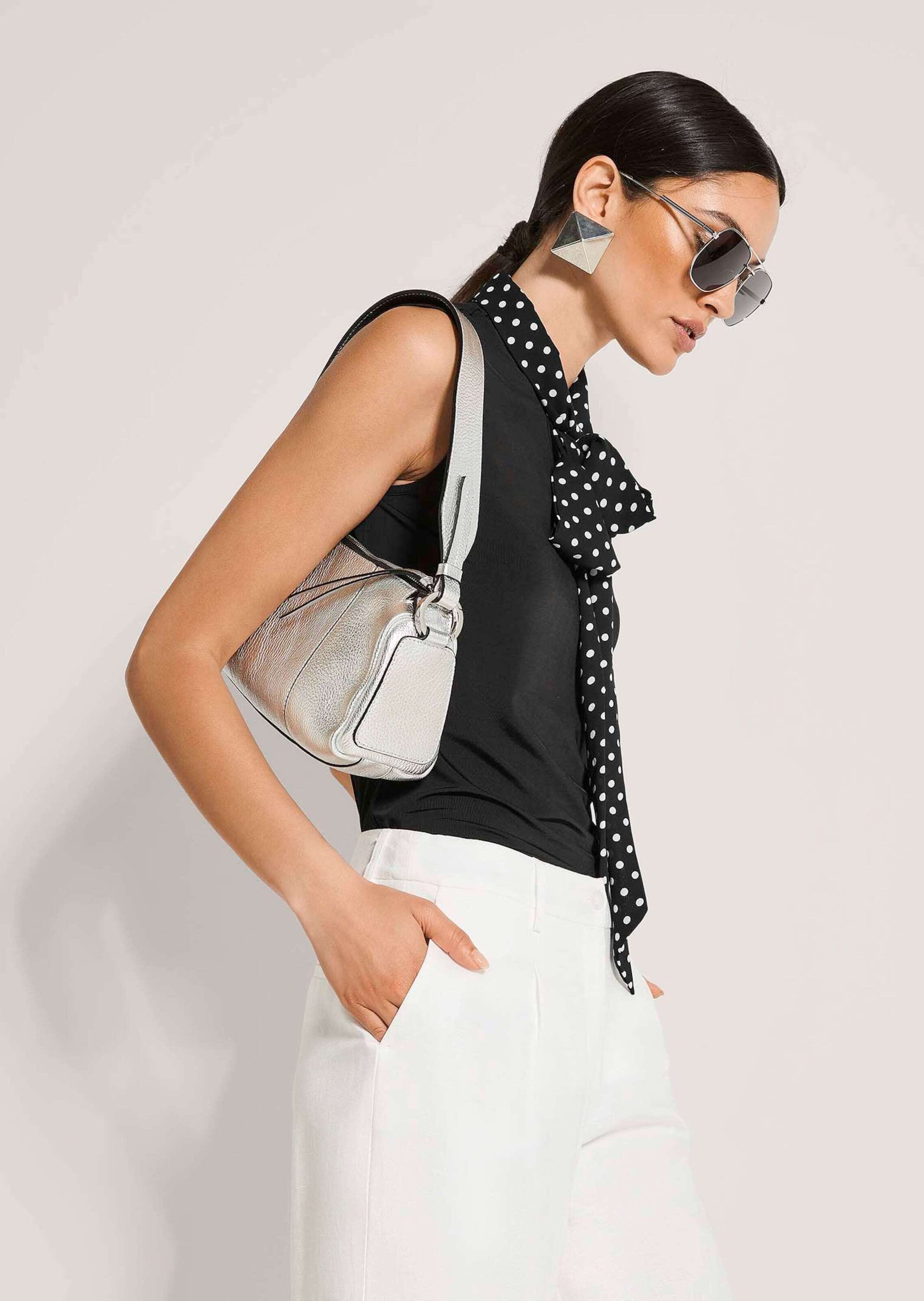 MADELEINE Kurzarmshirt »Jerseyshirt Elegantes Blusenshirt mit Schluppe« Gepunktete Schluppe