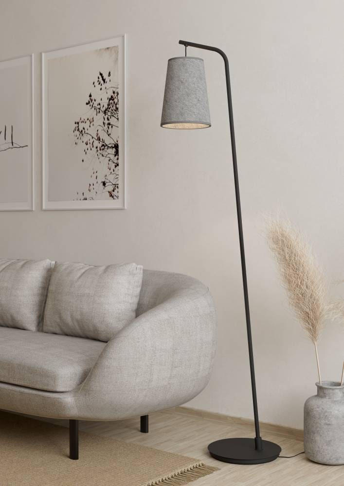 EGLO Stehlampe »ALSAGER«, 1 flammig, Leuchtmittel E27 | ohne Leuchtmittel, Standleuchte, Metall in Schwarz, graues Filz, E27 Fassung, 170 cm