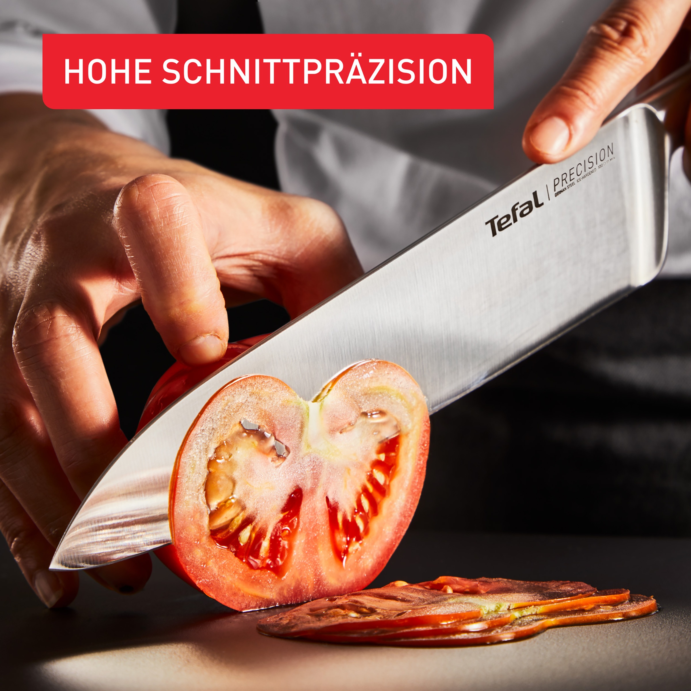 Tefal Kochmesser »Precision« 20 cm, 22°-Klingenwinkel, Eishärtungstechnologie, Wellenmuster