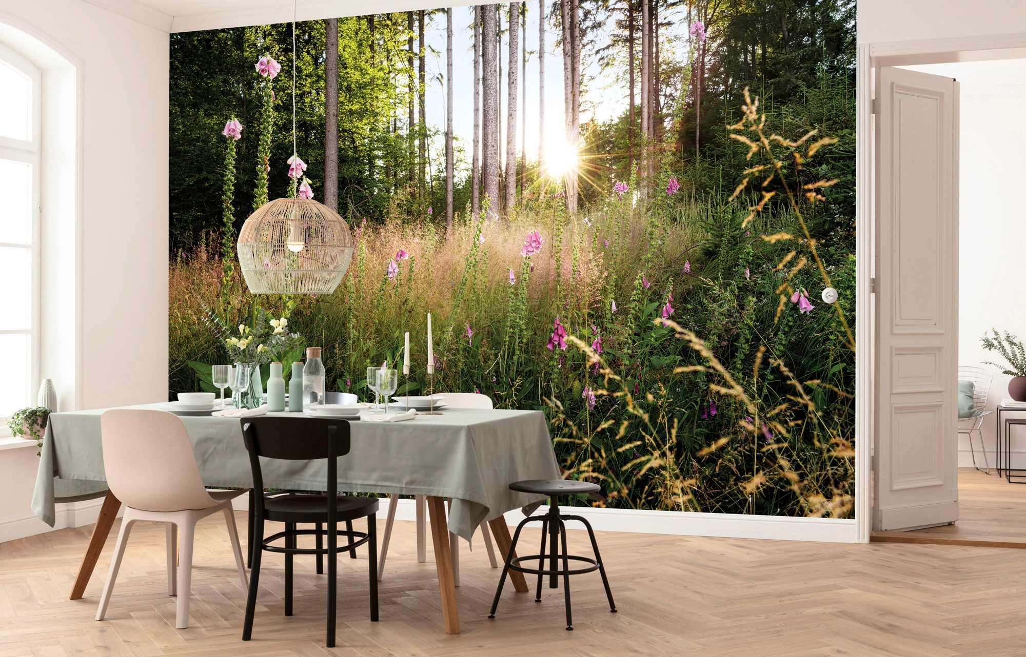 Komar Vliestapete »Digitaldruck Vlies - Summer Glade - Größe 350 x 250 cm«, bedruckt, Wohnzimmer, Schlafzimmer