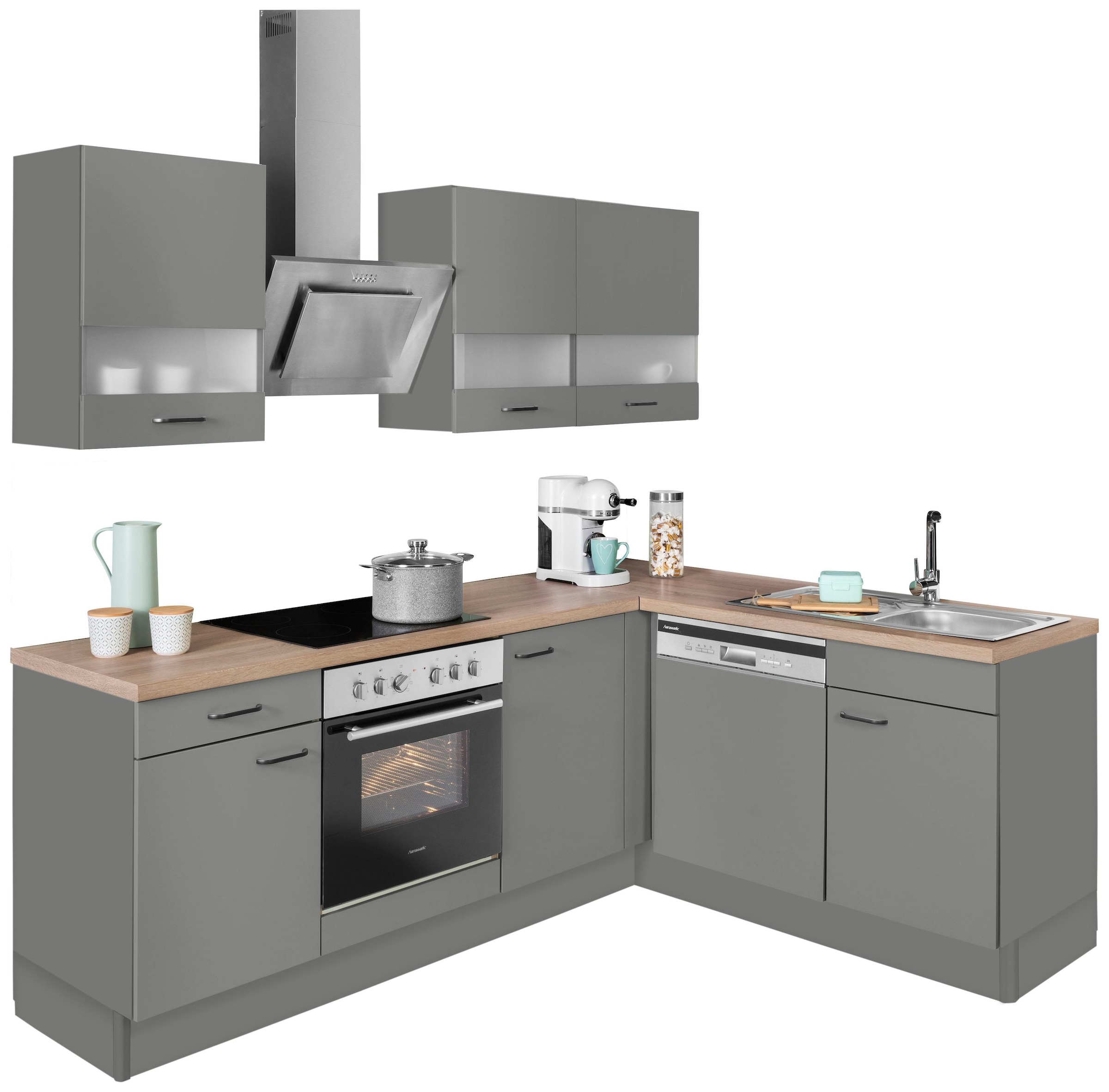 Winkelküche »Elga«, Premium-Küche, Soft-Close-Funktion, Vollauszug, Stellbreite 225x175cm