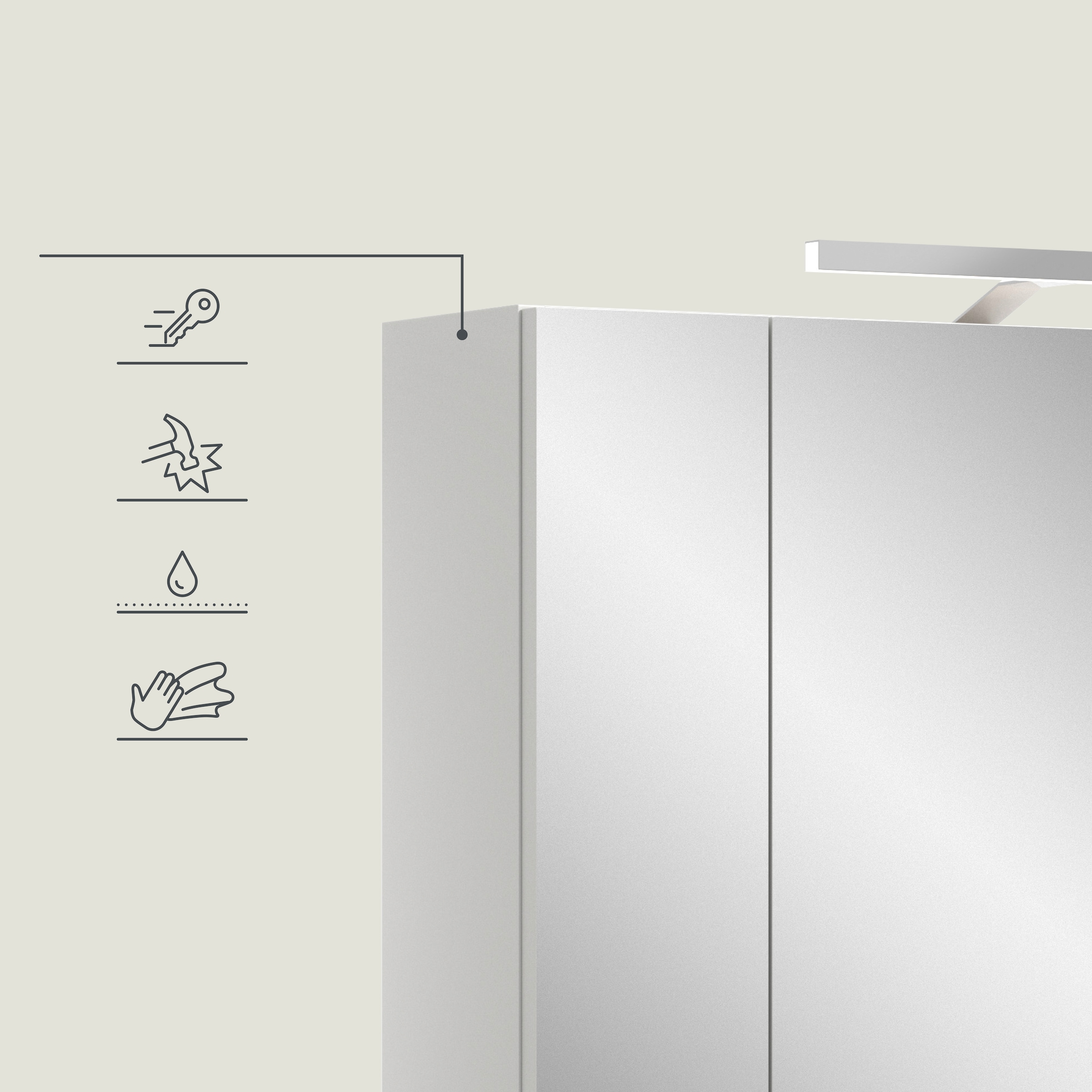 INOSIGN Spiegelschrank 2 Stk. tlg. Florenz, Spiegelschrank inkl. Beleuchtung, 3-Türig