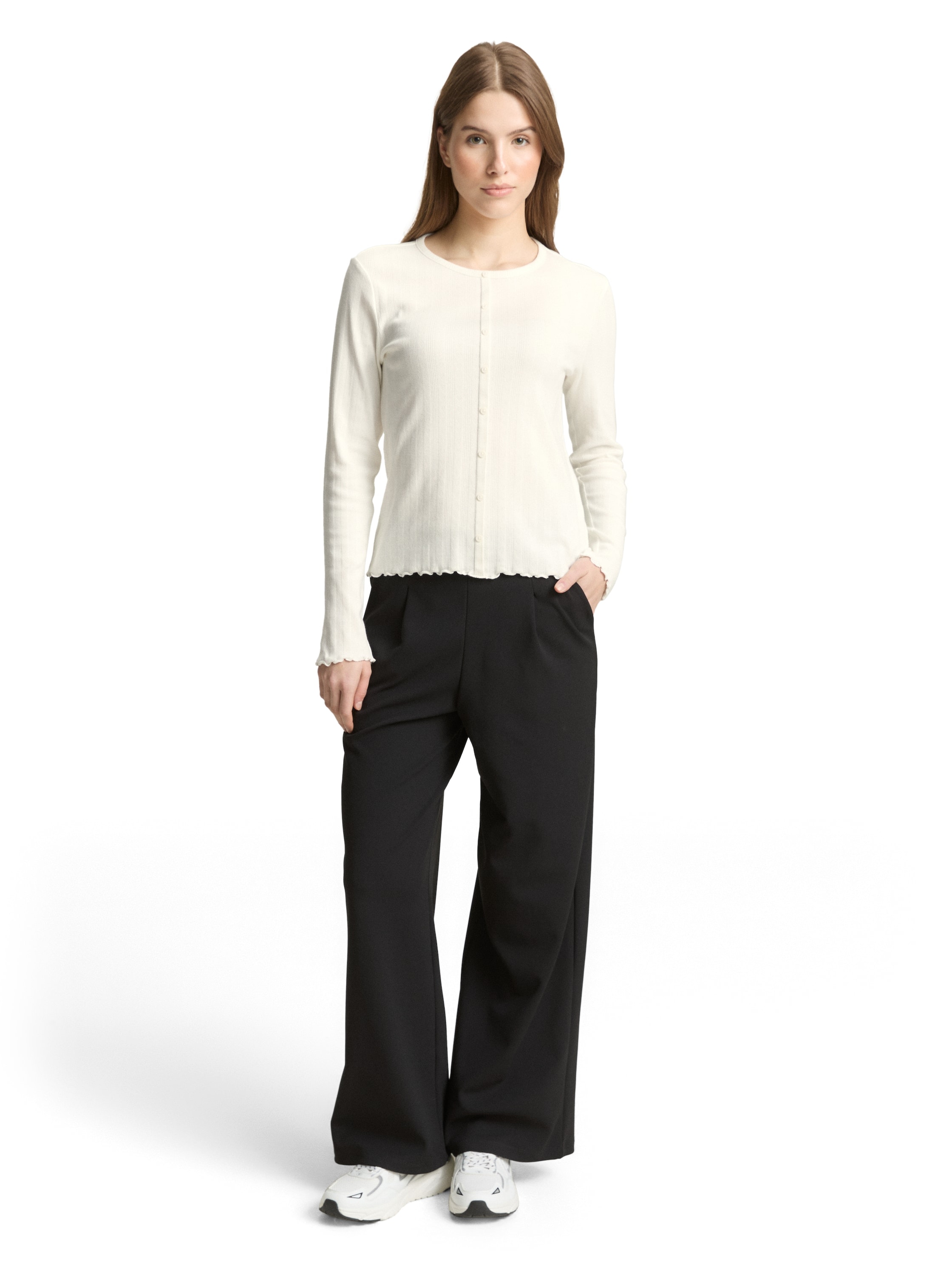 TOM TAILOR Denim Langarmshirt mit gewelltem Abschluss