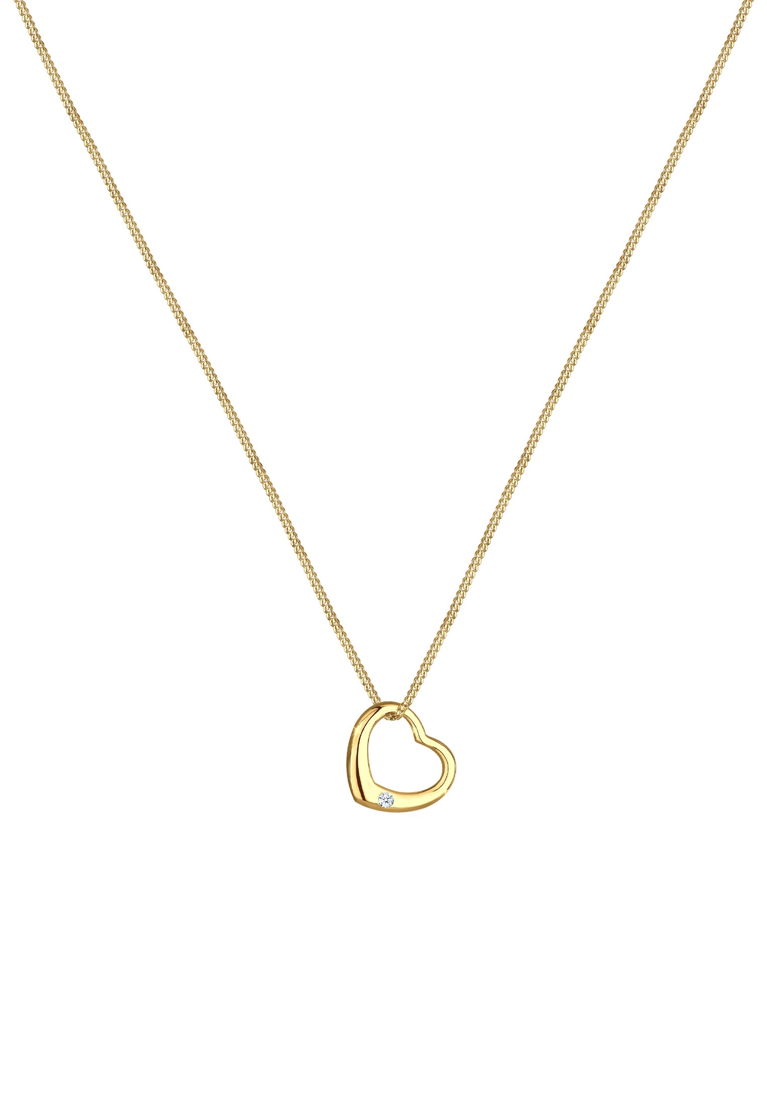 Elli DIAMONDS Silberkette »Halskette Herz Liebe Romantik Diamant (0.03 ct.) 925 Silber«