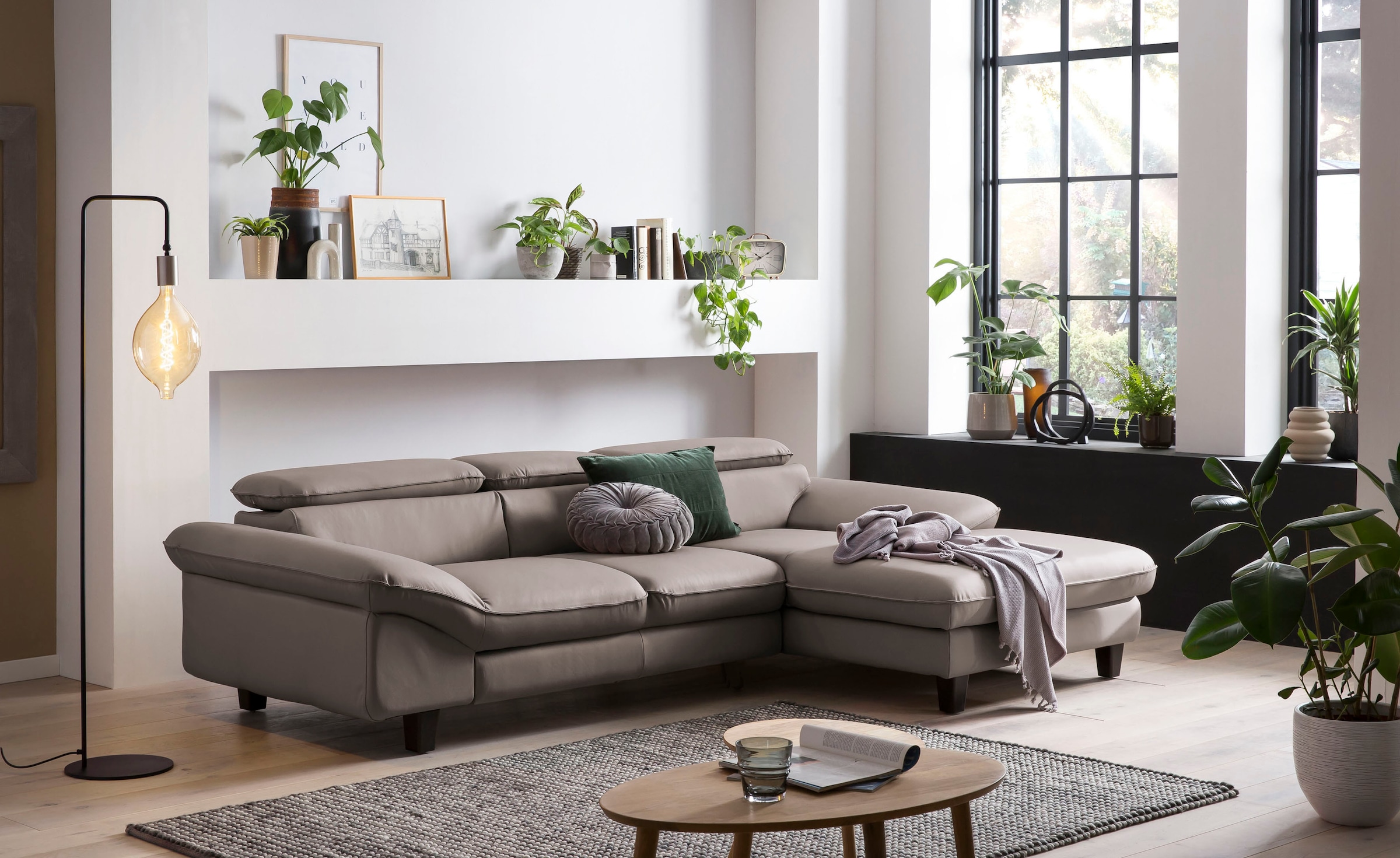 OTTO home Ecksofa »Pilot L-Form« mit Kopfteilverstellung, wahlweise mit Schlaffunktion & Bettkasten