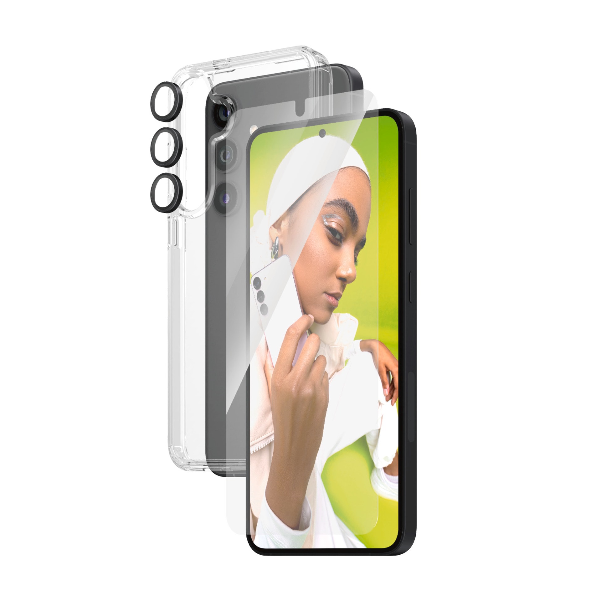 PanzerGlass Displayschutzglas »3-in-1 Bundle Set« für Samsung Galaxy S24 Plus Set, Screen Protector, Hardcover, Camera Hoops, 3 Stk. tlg. Displayschutzfolie, Schutzfolie, Bildschirmschutz, kratz- & stoßfest