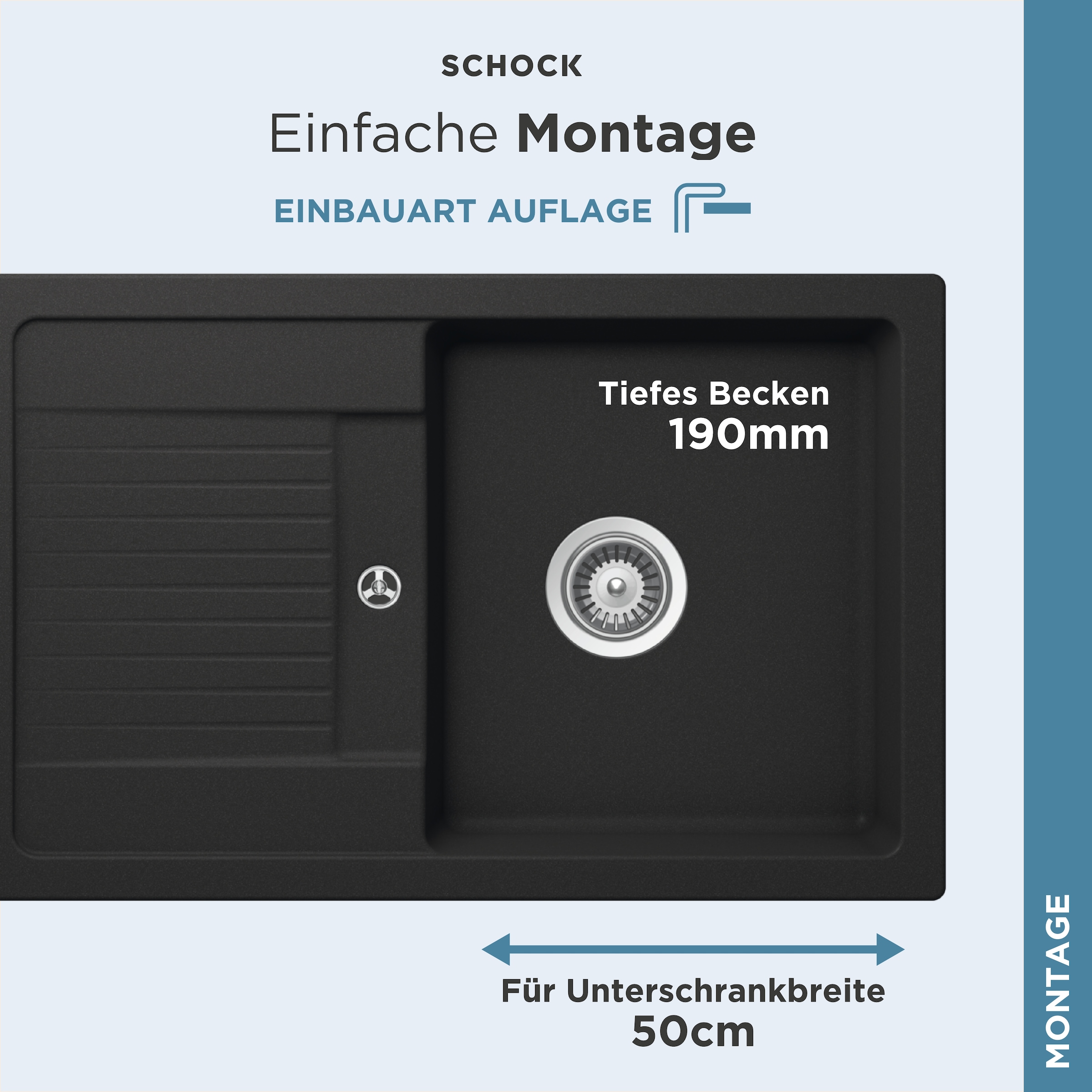 Schock Granitspüle »Lima D-100S«, 78/50 cm, Auflagespüle