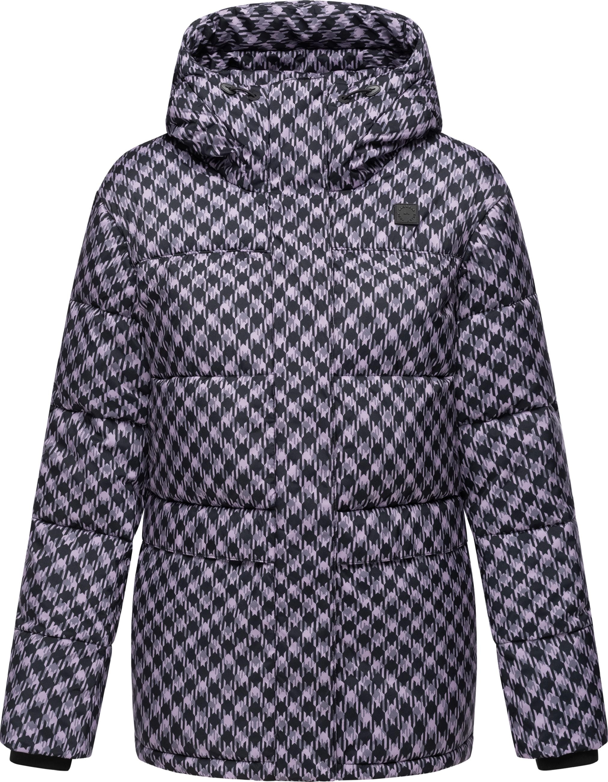 Steppjacke »Steppjacke Wikesh Print«, mit Kapuze, Damen Winterjacke im Hahnentritt-Muster