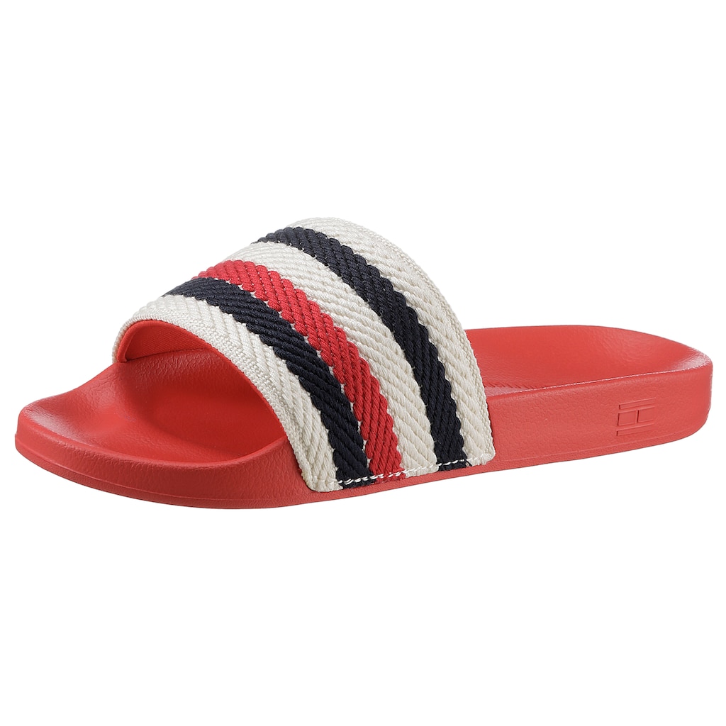 Tommy Hilfiger Badepantolette »TOMMY ESSENTIAL POOL SLIDE«, mit gestreifter Bandage