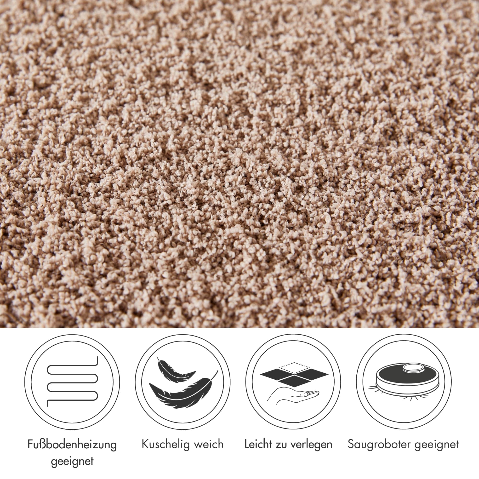 Andiamo Teppichboden »Softness, Velours, Made in Belgium«, rechteckig, 17 mm Höhe, Uni Farben, Breite 400 cm, besonders weich, Wohnzimmer, Schlafzimmer